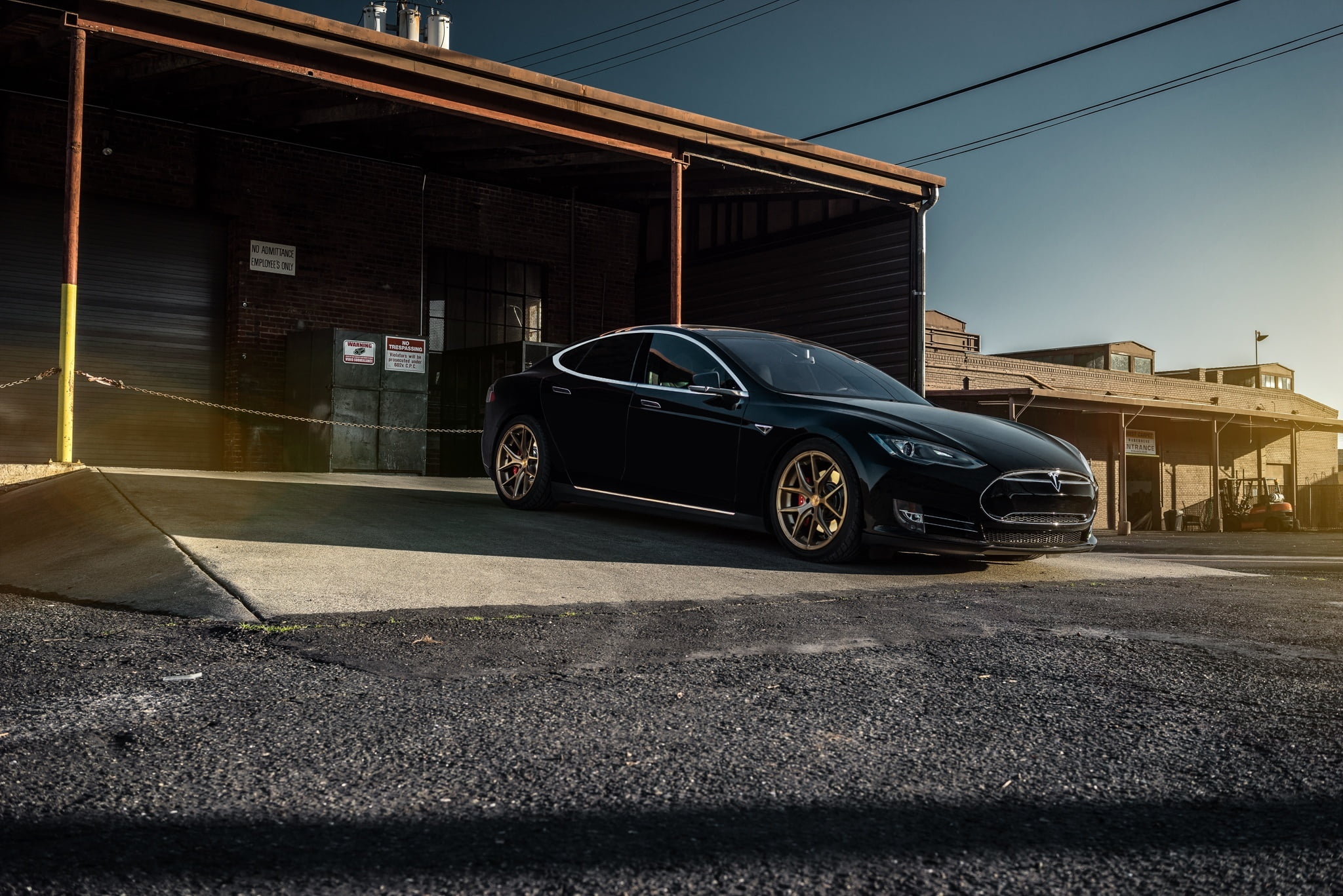 road, mode of transportation, parking lot, Model S, Black, no people, sky, nature, 1080P, motor vehicle, building exterior, P85, garage, land vehicle, HD Wallpaper