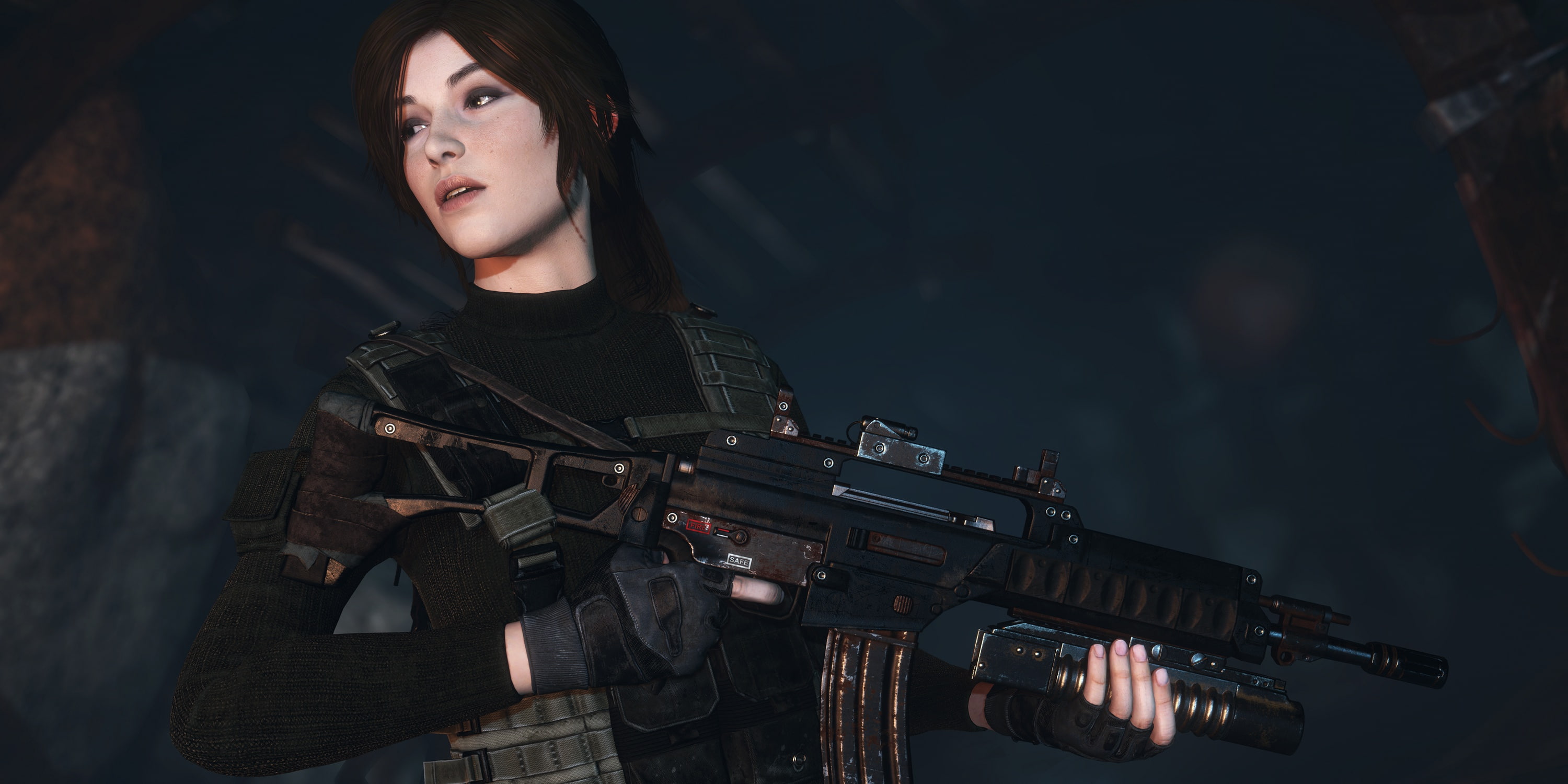 rottr, lara croft, 2K, rise of the tomb raider, machine, machinegun, HD Wallpaper