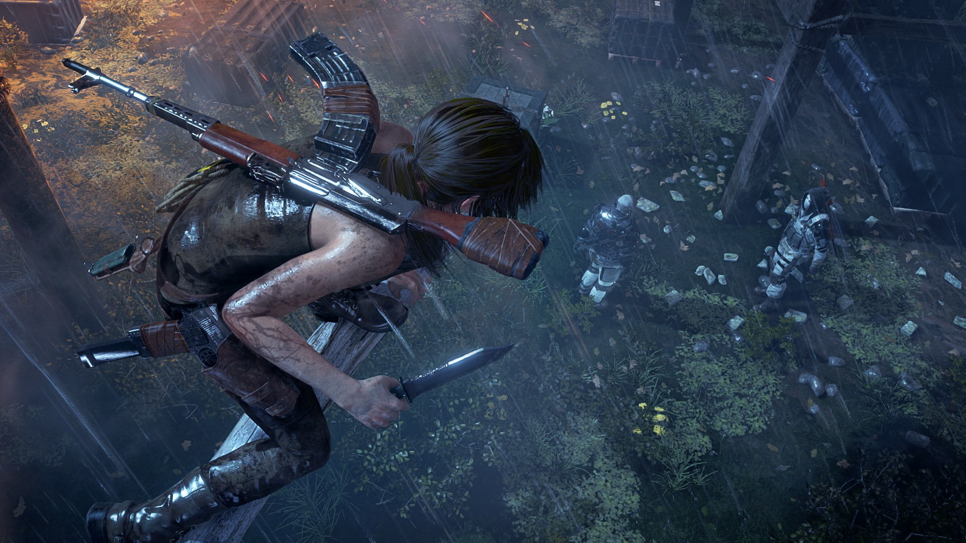 adult, young adult, day, holding, directly above, full length, motion, Rise of the Tomb Raider, occupation, water, high angle view, 1080P, real people, HD Wallpaper