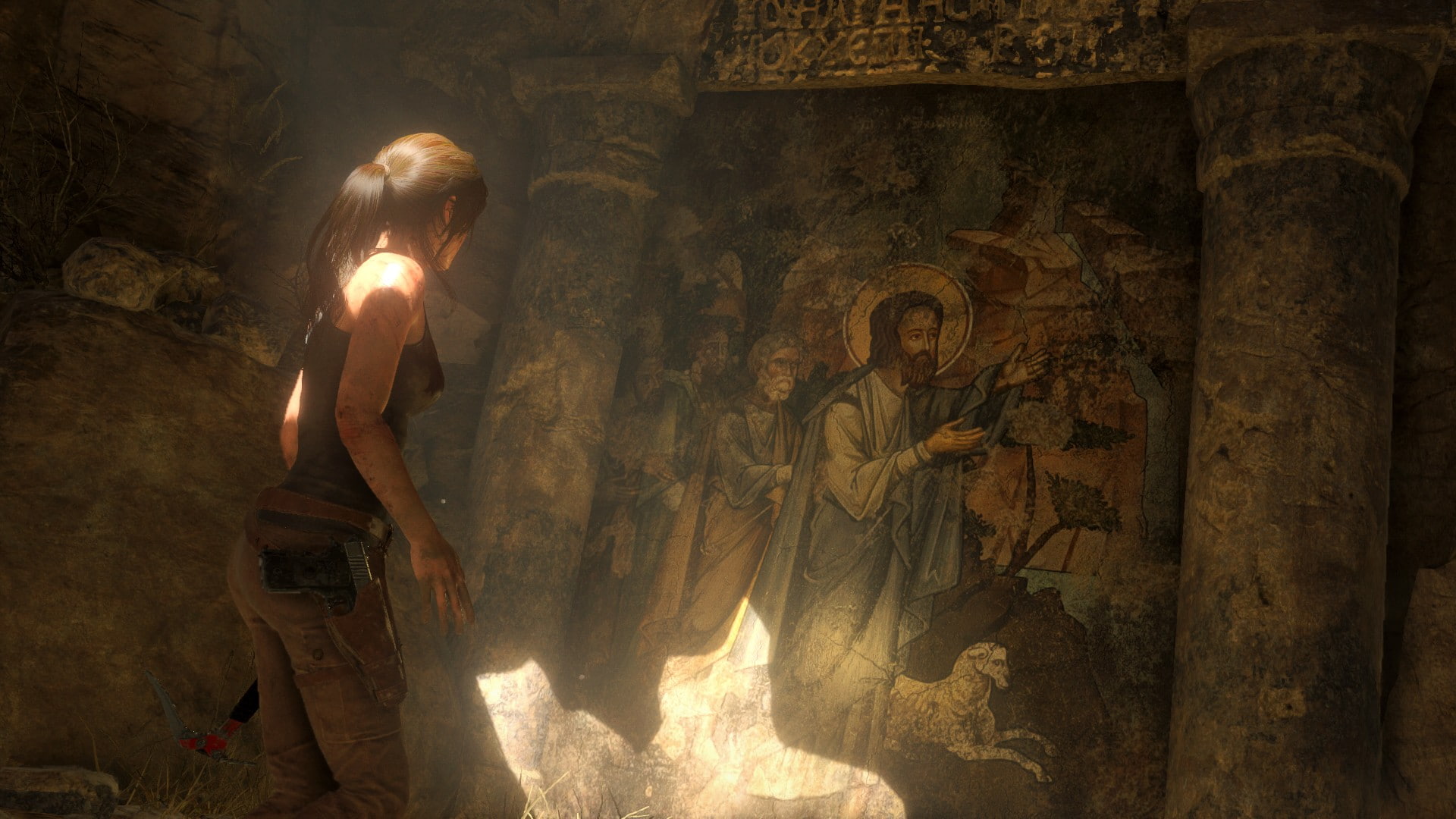 real people, Tomb Raider, spirituality, travel, one person, 1080P, Lara Croft, nature, indoors, adult, architecture, murales, PC gaming, building, men, HD Wallpaper