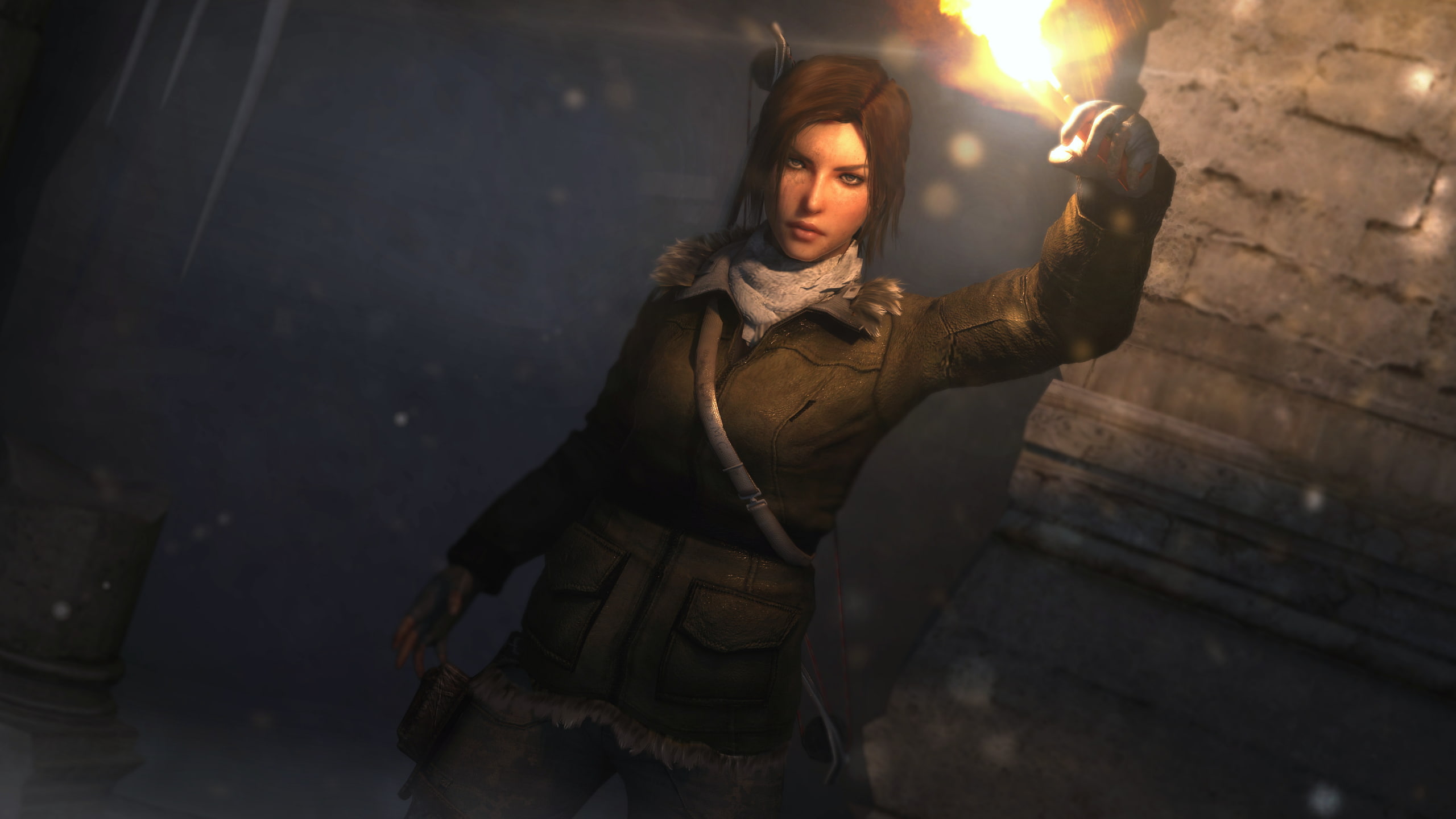 human arm, holding, lifestyles, beautiful woman, looking, Rise of the Tomb Raider, Lara Croft, warm clothing, architecture, contemplation, PC gaming, portrait, HD Wallpaper