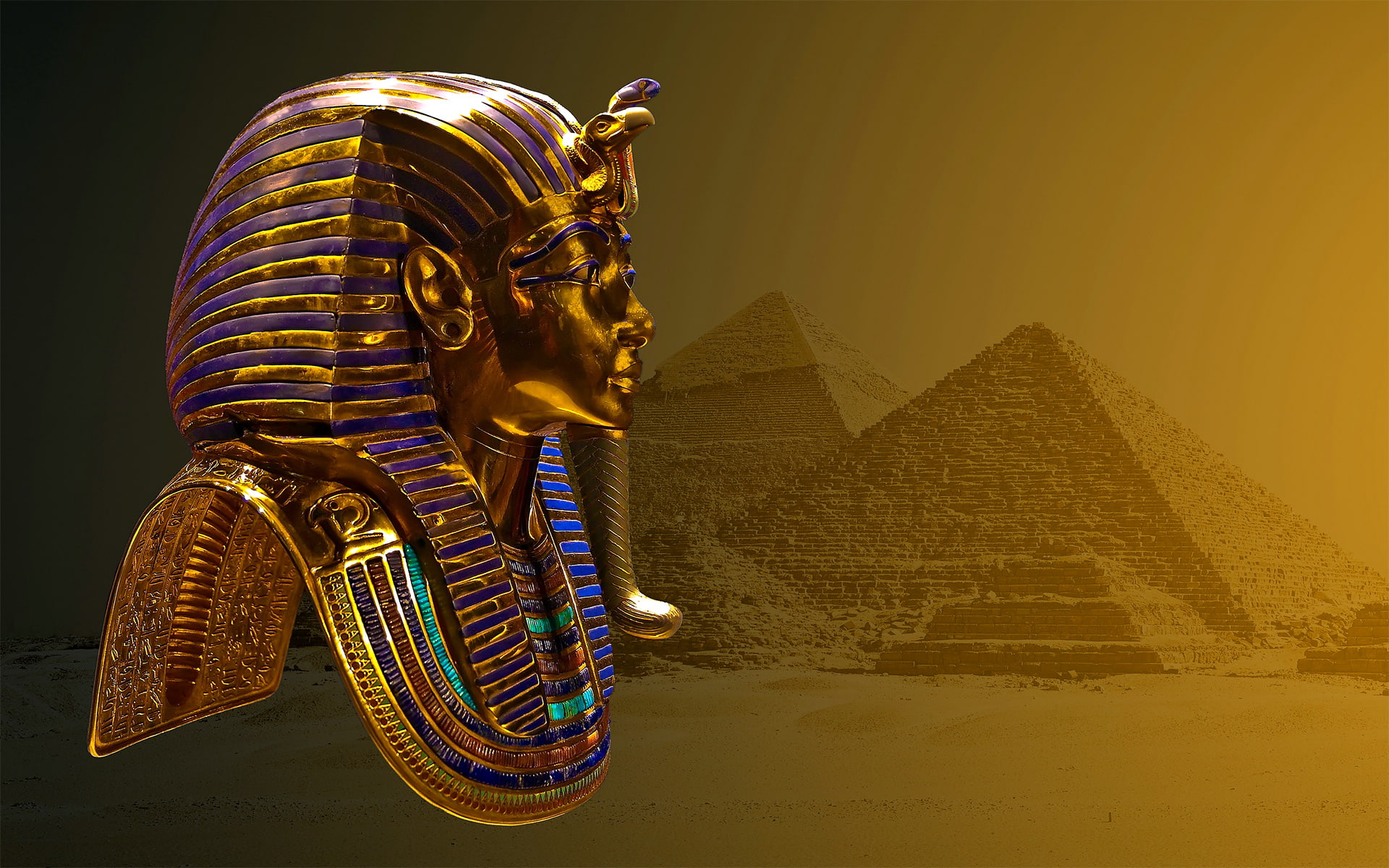 mask, egypt, pyramid, 1080P, tutankhamun, HD Wallpaper