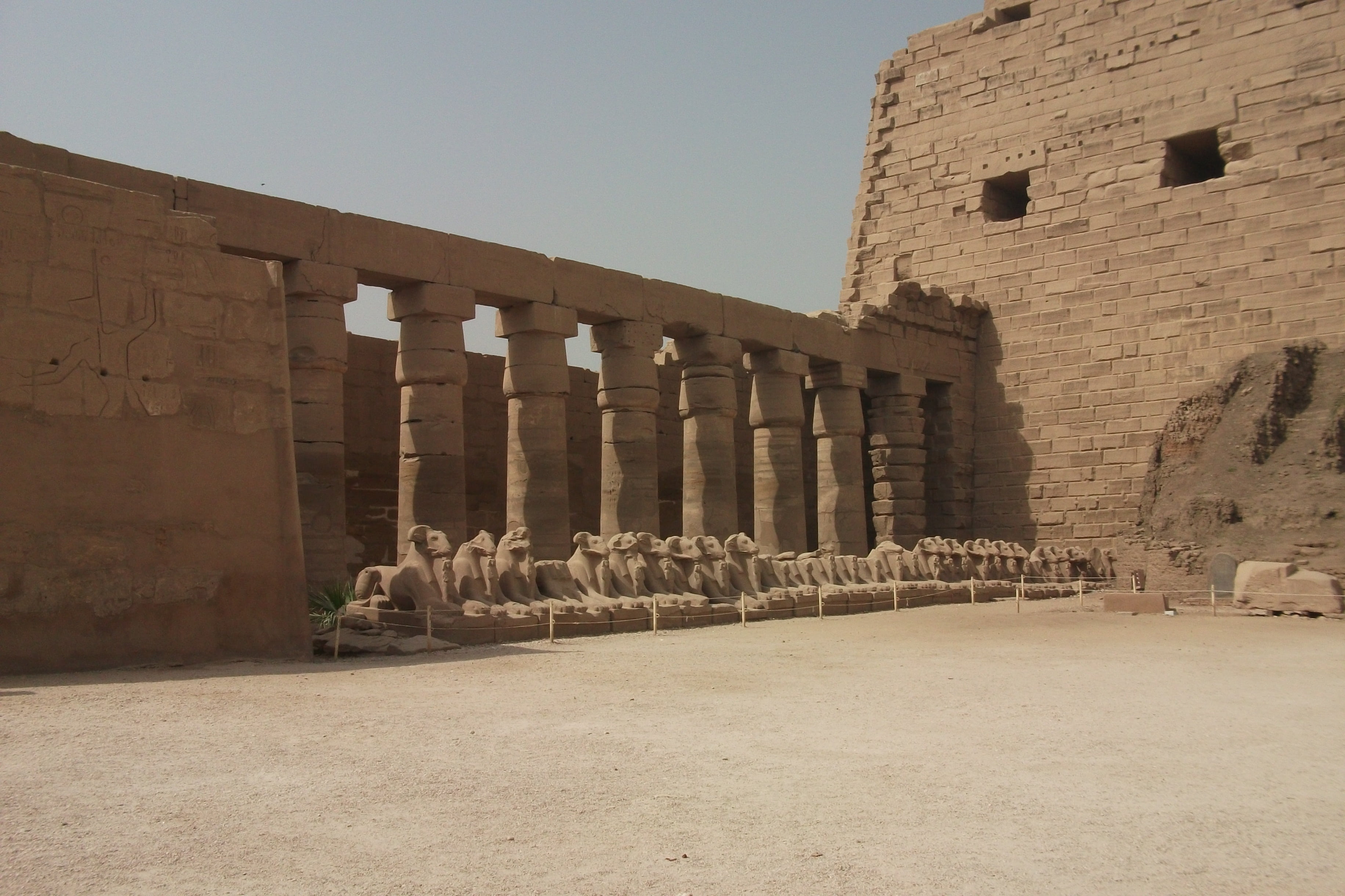 stone wall, no people, building exterior, the past, sky, old, ancient, architectural column, history, tourism, egypt, imposing, travel, nature, luxor, day, HD Wallpaper
