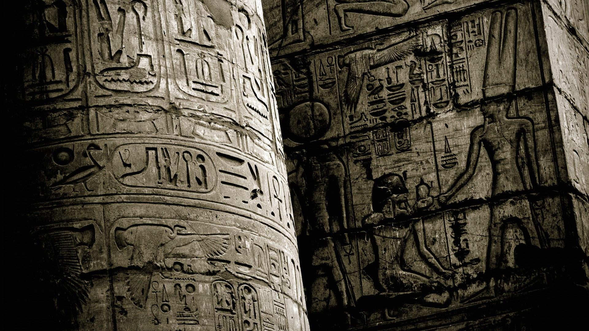 darkness, craft, 1080P, religion, no people, architectural column, wall, place of worship, spirituality, luxor, carving - craft product, art and craft, HD Wallpaper