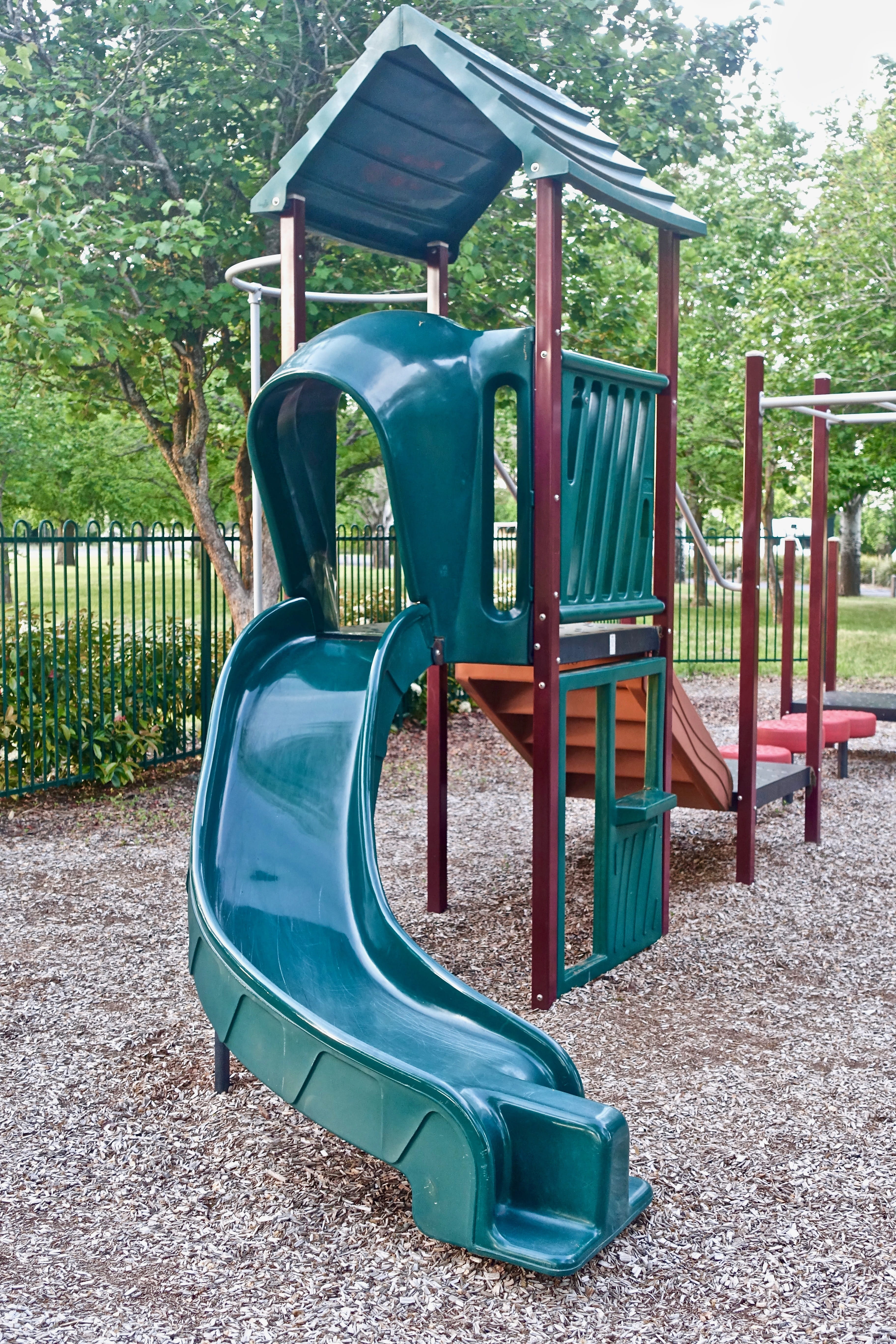 frame, nature, kids, metal, equipment, jungle gym, day, climbing, slide, plant, blue, slide - play equipment, playground, absence, outdoors, empty, park - man made space, Phone HD Wallpaper