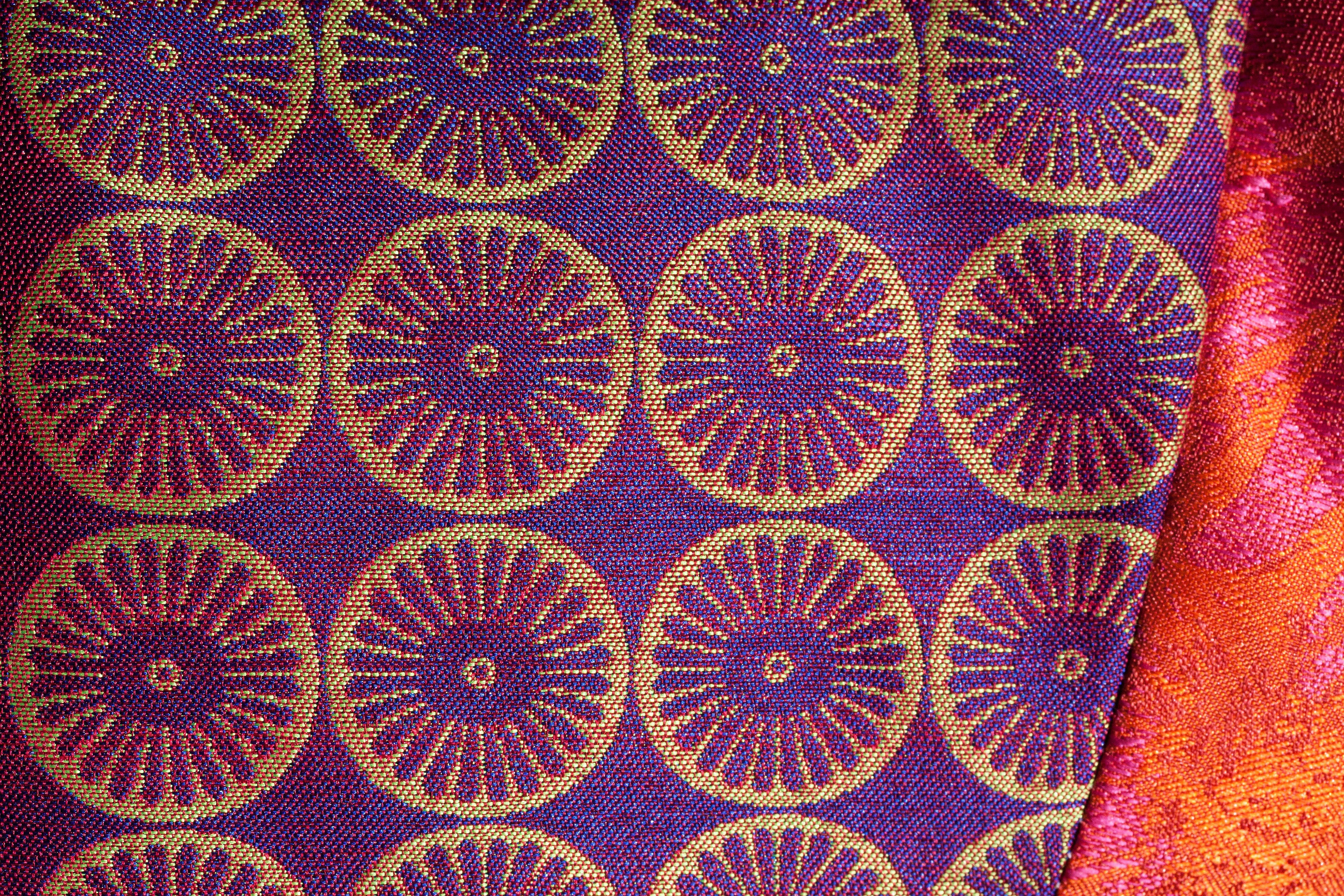 multi colored, background, high angle view, shape, woven, close-up, pattern, rosettes, creativity, iridescent, design, no people, violet, 4K, art and craft, HD Wallpaper