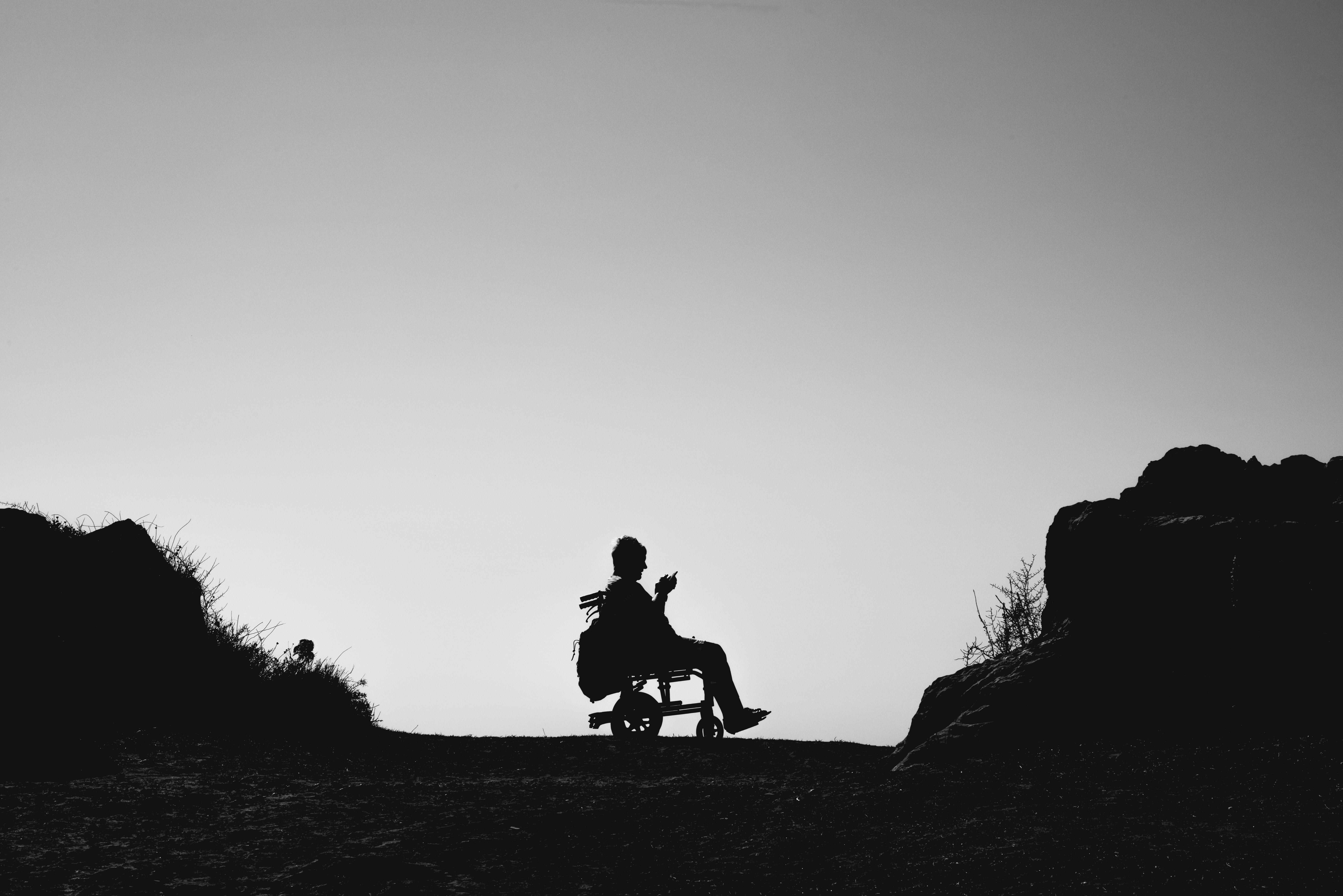 cyprus, rock, dom, land, women, riding, tombs of the kings, solid, handicap, silhouette, sitting, real people, nature, outdoors, paphos, sky, day, lifestyles, HD Wallpaper