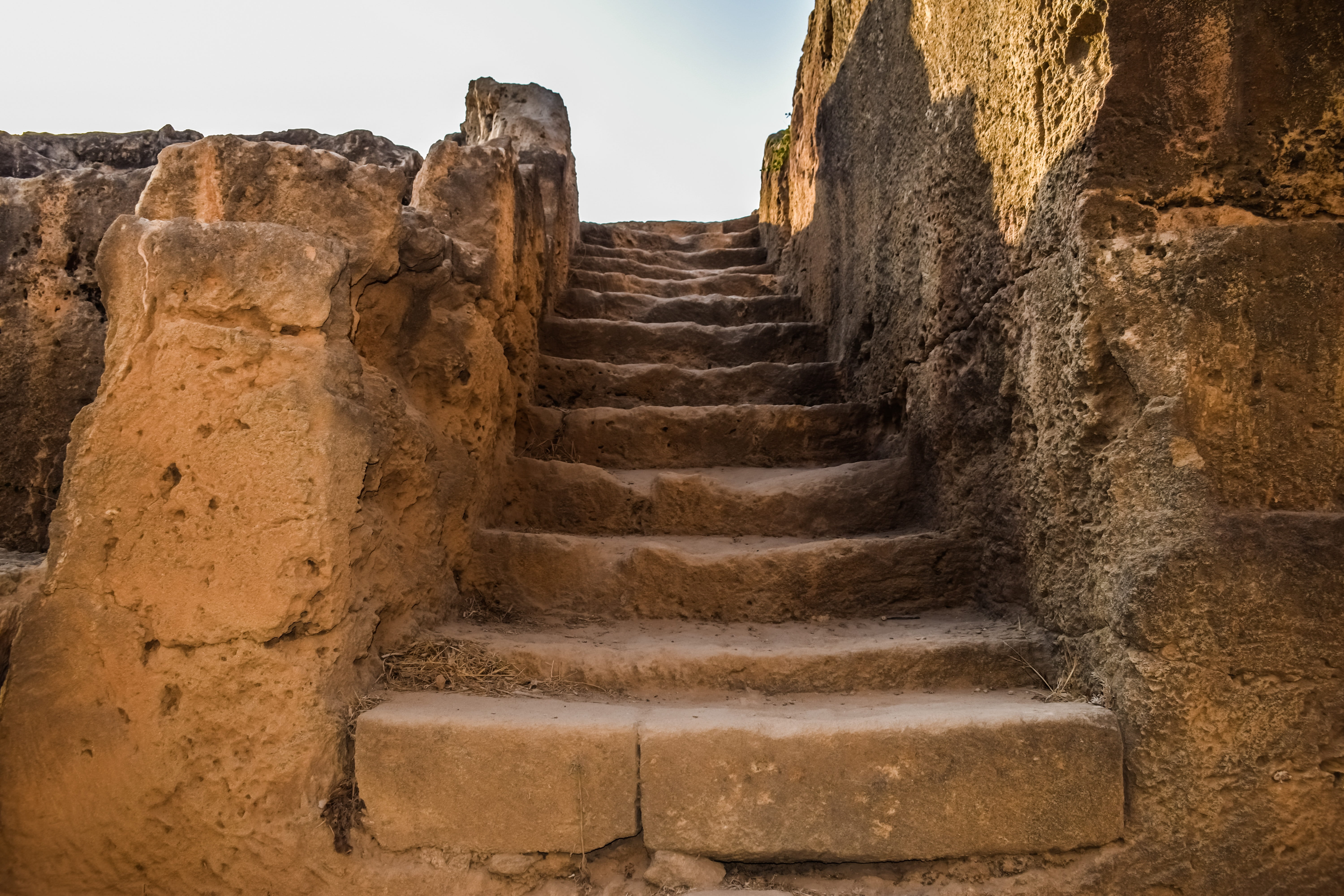 sandstone, cyprus, tombs of the kings, staircase, concrete, architecture, stairway, built structure, 5K, history, archaeological, archaeology, old ruin, HD Wallpaper