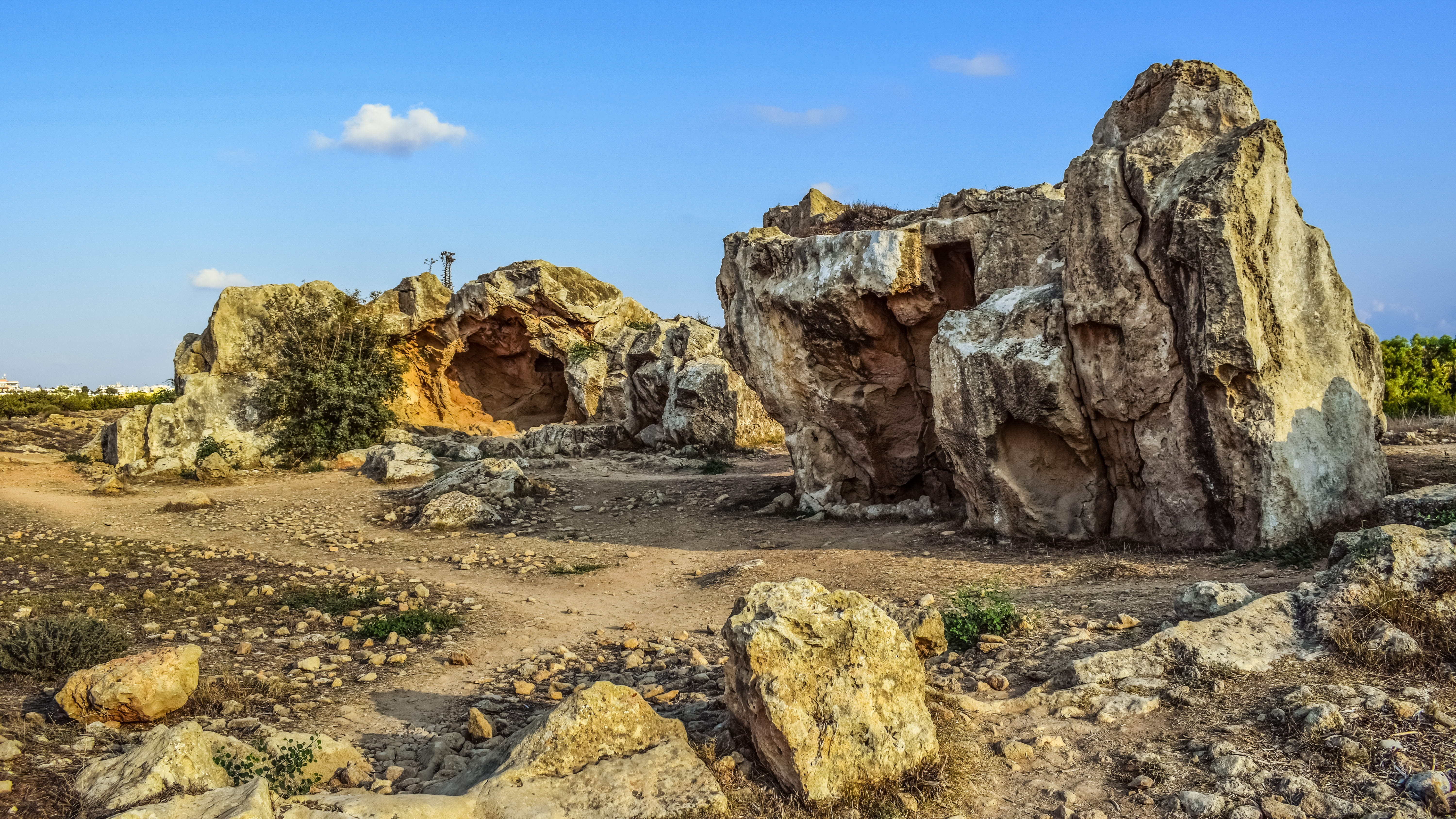 outdoors, non-urban scene, geology, historic, rock - object, no people, cyprus, solid, history, nature, travel destinations, eroded, archaeological, sky, HD Wallpaper