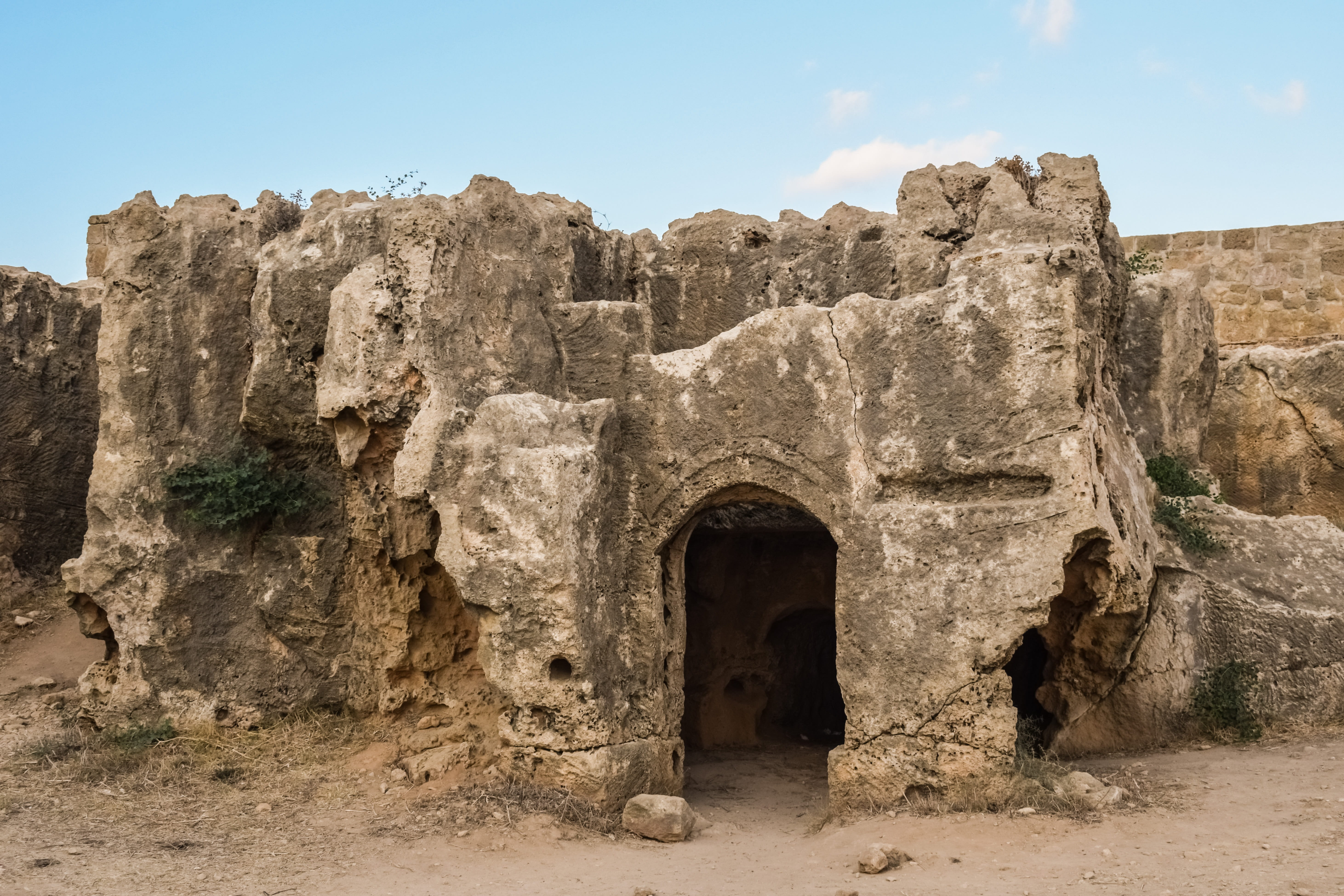 archaeology, sky, tombs of the kings, nature, 5K, cyprus, the past, outdoors, abandoned, unesco heritage site, ancient, arch, historic, history, built structure, HD Wallpaper