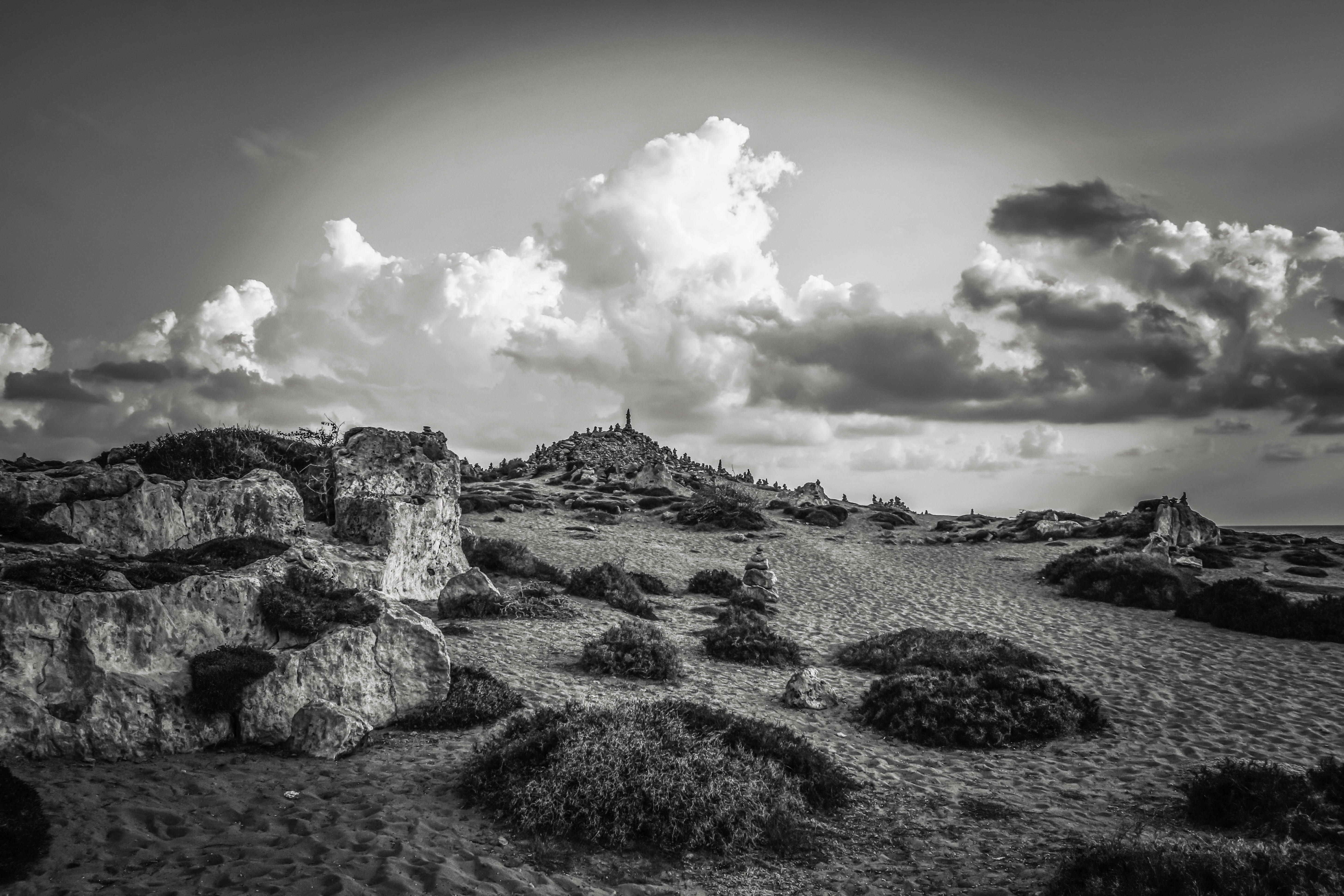 arid climate, clouds, non-urban scene, solid, cloud - sky, rock - object, nature, land, environment, archaeological site, tranquil scene, beauty in nature, HD Wallpaper