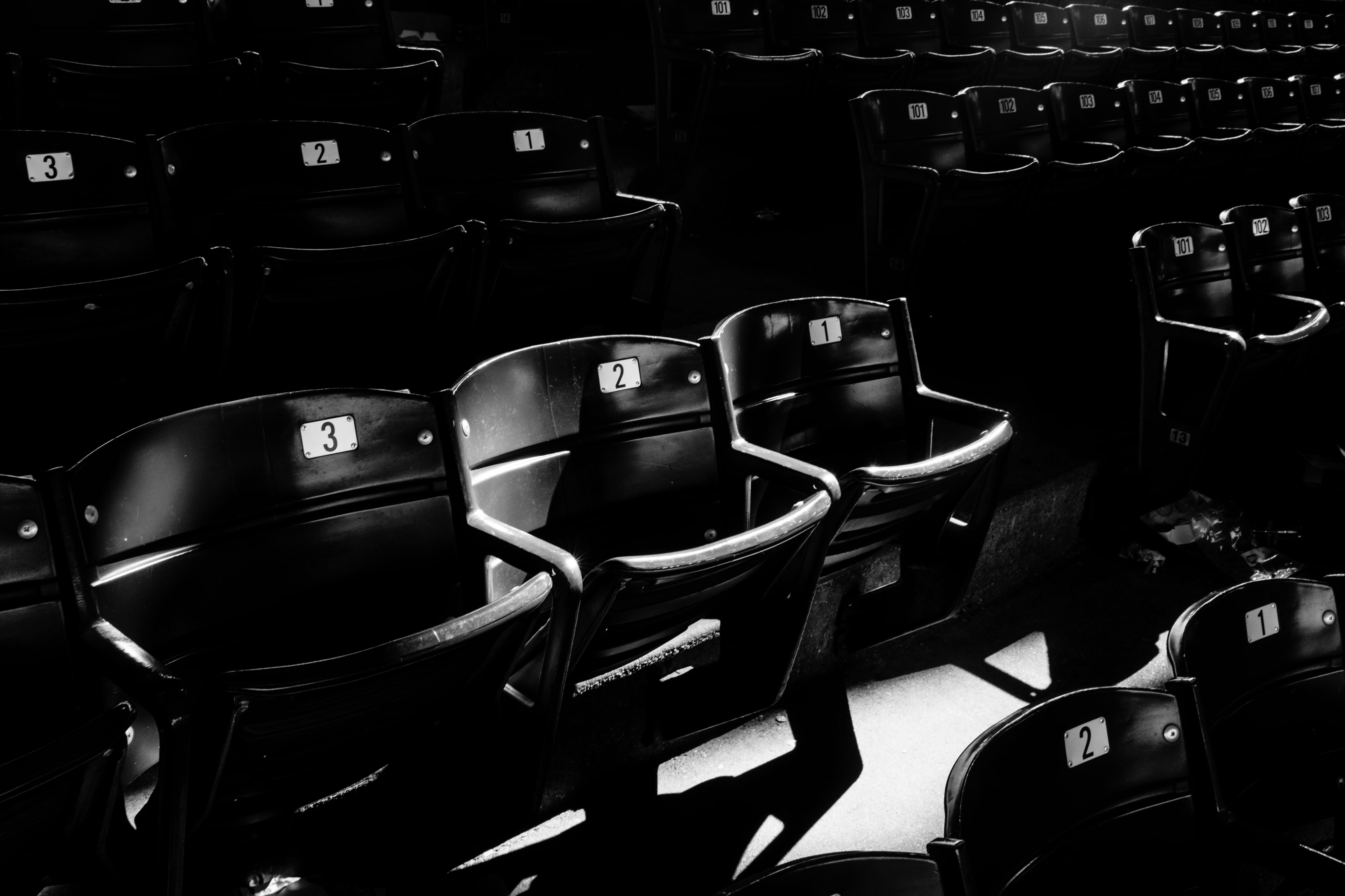ballpark, order, baseball, in a row, empty, indoors, no people, seats, still life, full frame, auditorium, large group of objects, chair, seat, theater, HD Wallpaper