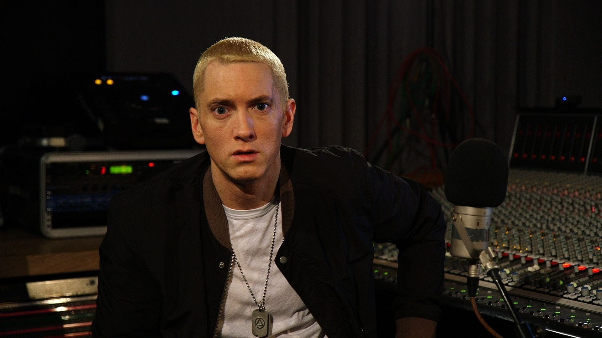 audio equipment, arts culture and entertainment, indoors, front view, musician, men, 1080P, adult, dj, one person, looking at camera, young adult, eminem  for mac computers, HD Wallpaper