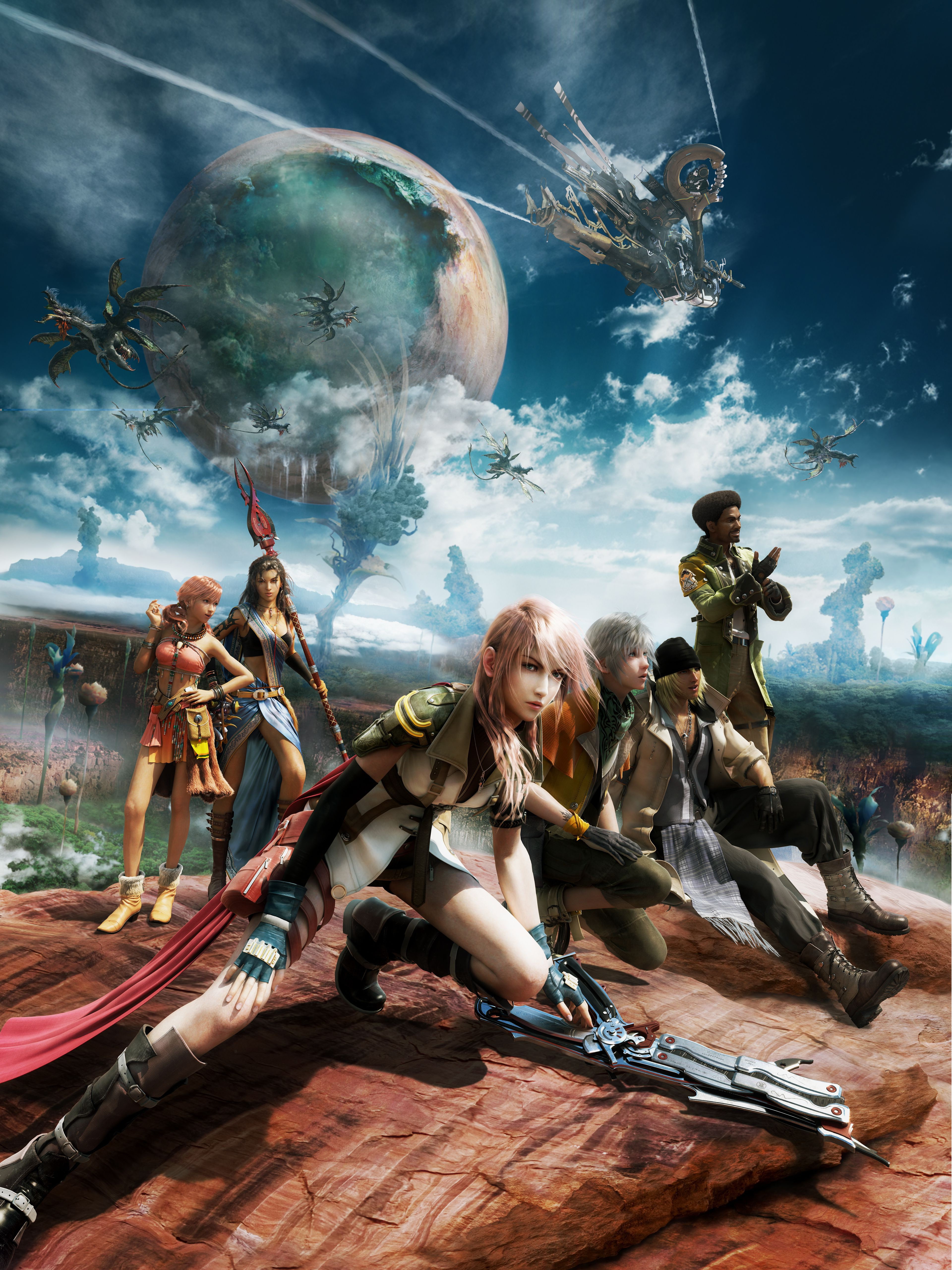 Claire Farron, Oerba Yun Fang, women, technology, sky, Sazh Katzroy, adult, water, tank, group of people, Hope Estheim, Oerba Dia Vanille, people, video games, Phone HD Wallpaper