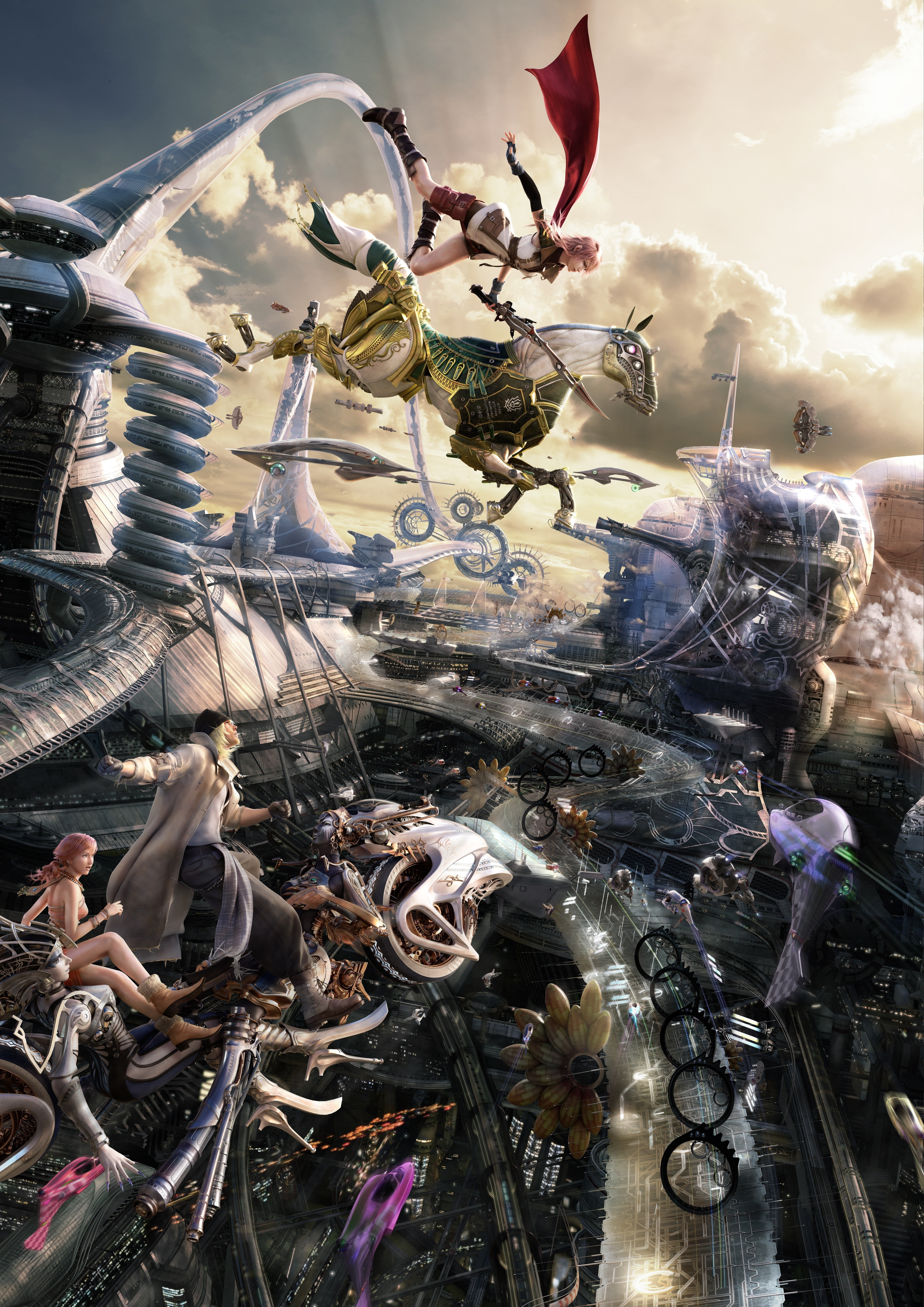 land vehicle, outdoors, art and craft, mode of transportation, stack, representation, claire farron snow villiers oerba dia vanille final fantasy xiii final fantasy video games eidolon horse spaceship, Phone HD Wallpaper