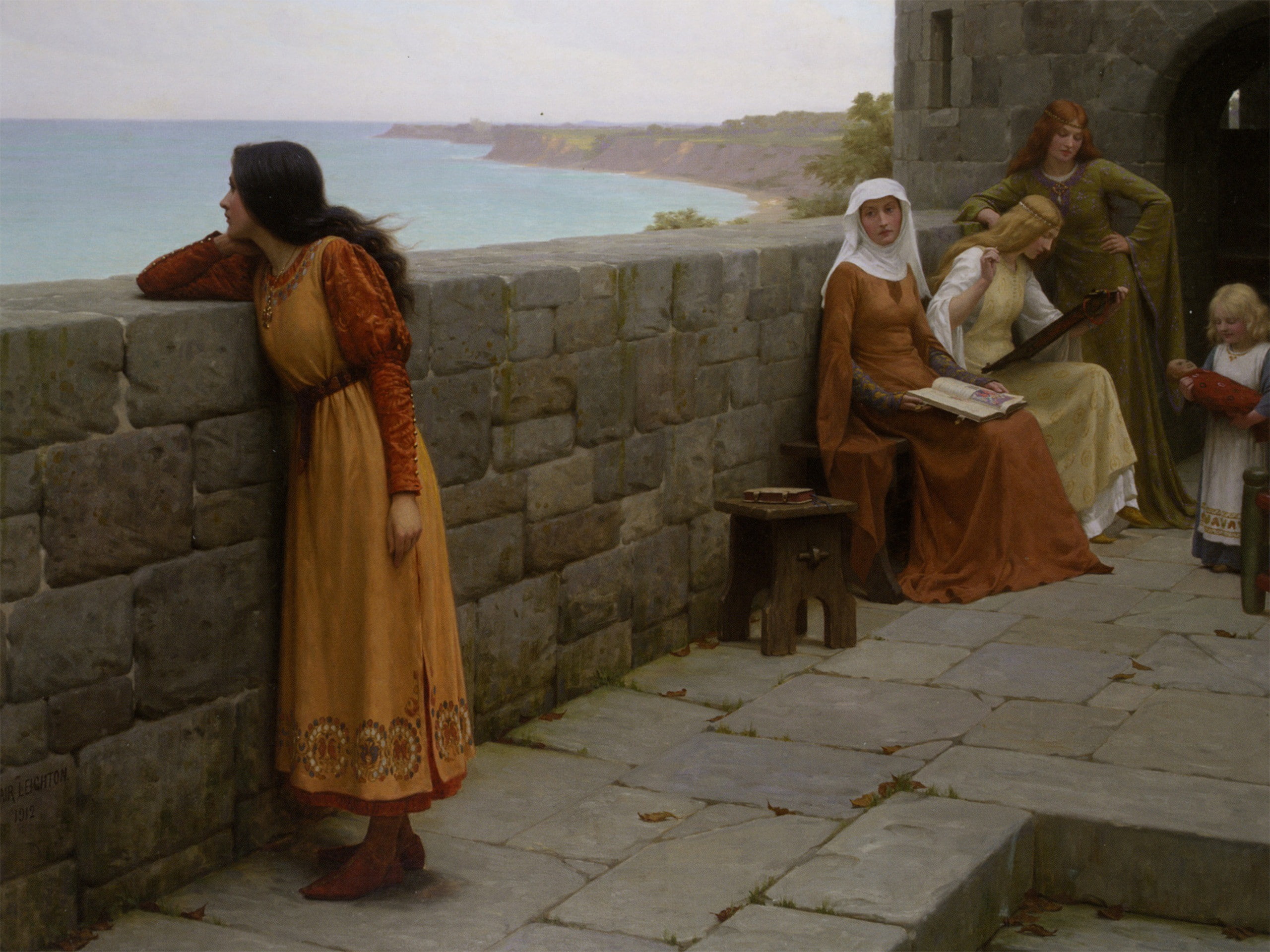 men, 2K, adult, religion, artwork medieval edmund blair leighton, built structure, day, architecture, clothing, history, building exterior, full length, HD Wallpaper