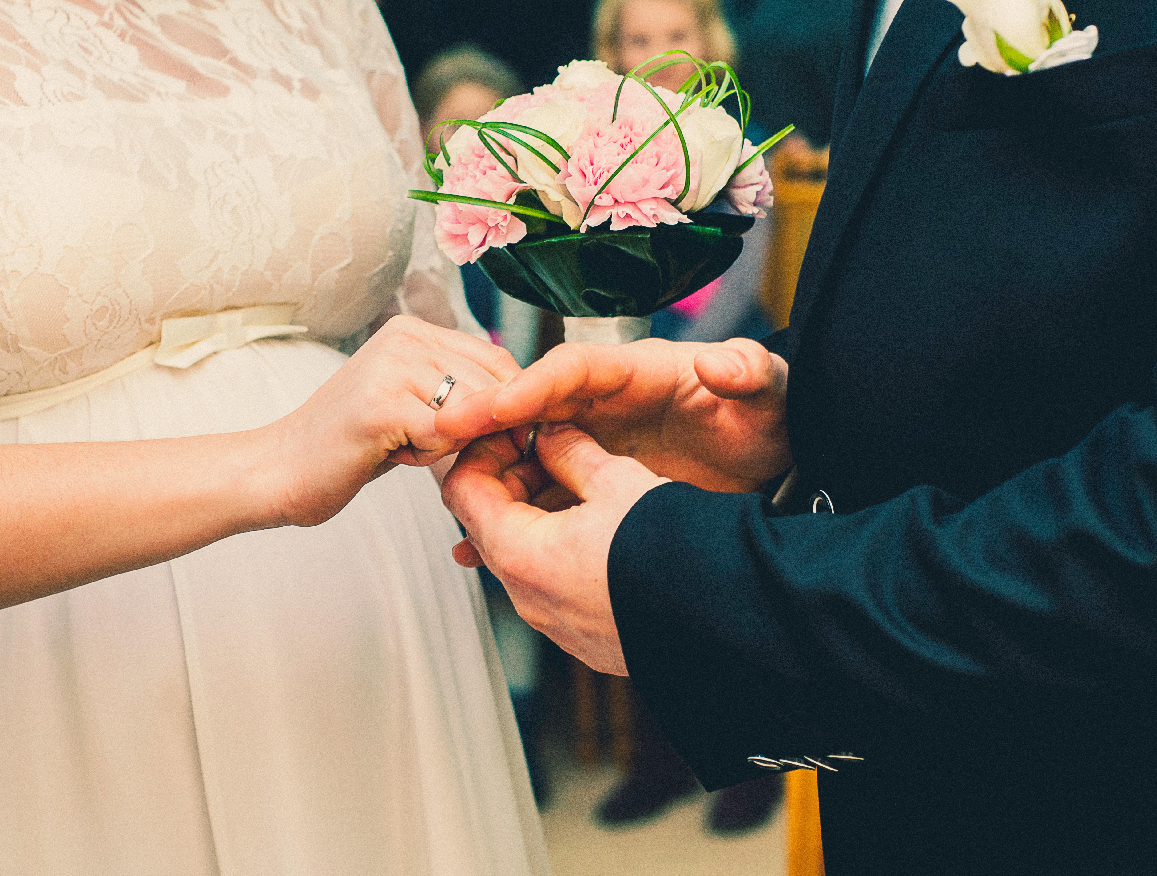 couple, event, white, wedding ceremony, wedding, married, newlywed, two people, black, bride, suit, wearing, life events, man, women, adult, woman, hands, HD Wallpaper