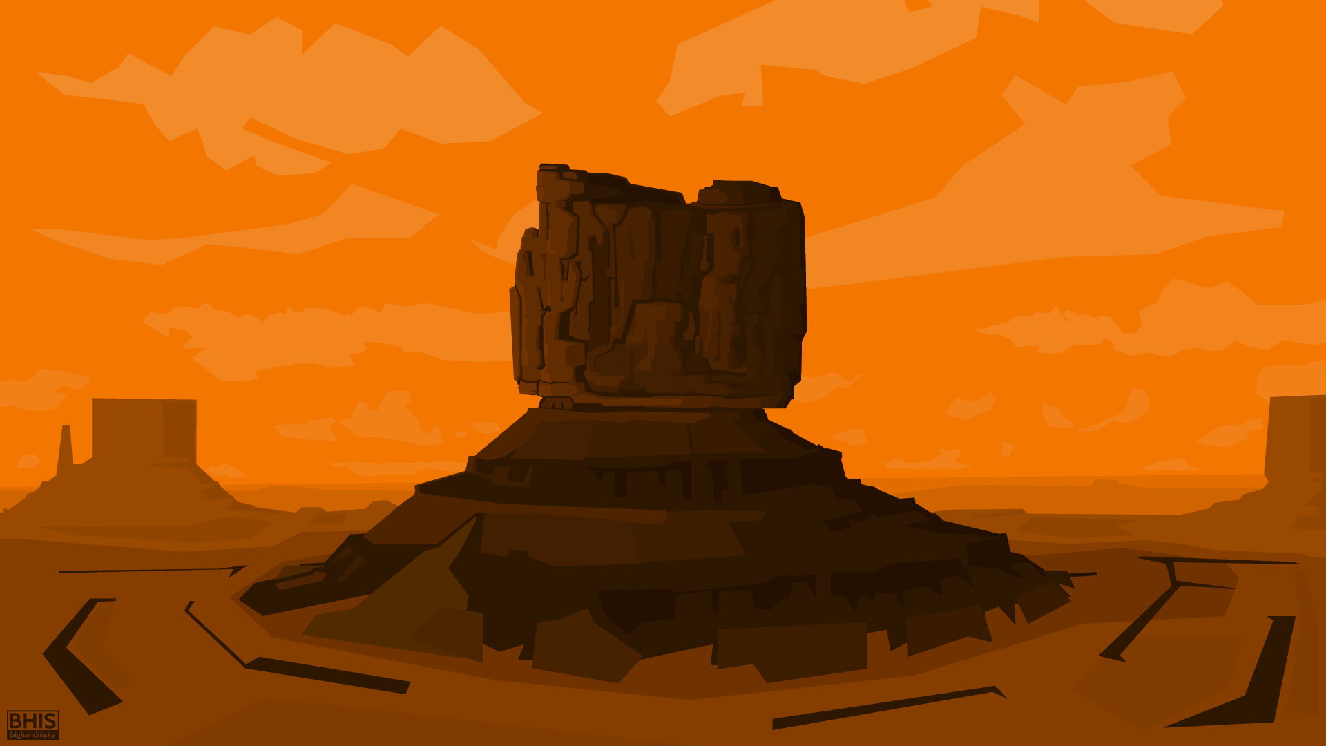 1080P, mountain, Grand MesaбIllustrator, 1920 x 1080, stones, sunset, HD Wallpaper