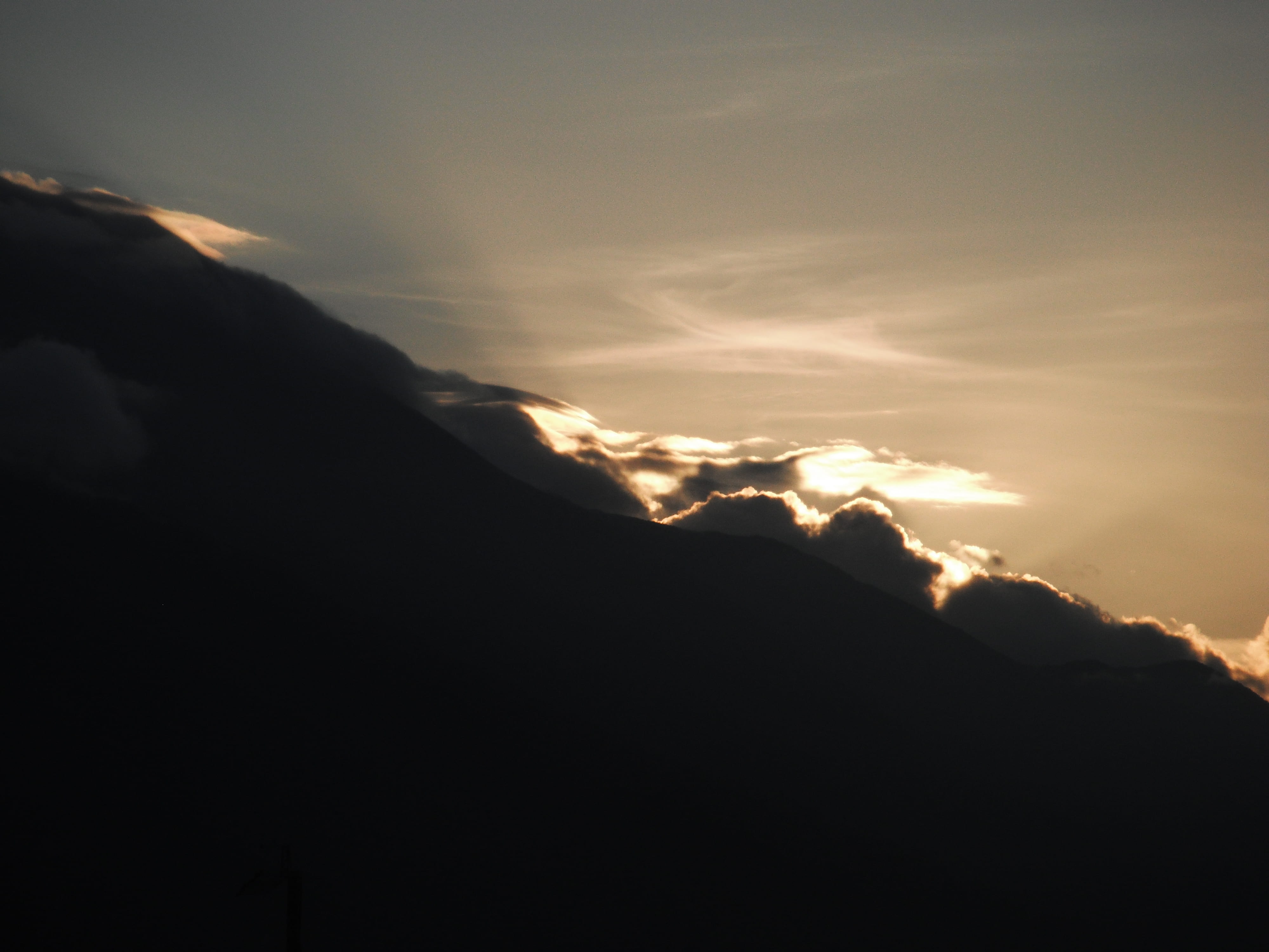 silhouette, tranquil scene, mountain range, god ray, cloud - sky, nature, crepuscular, tranquility, sky, scenics - nature, race, environment, sunrise, no people, HD Wallpaper
