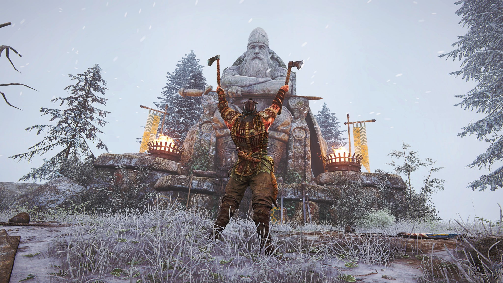 built structure, sculpture, male likeness, human representation, low angle view, creativity, tree, Vikings, building, For Honor, 1080P, building exterior, HD Wallpaper
