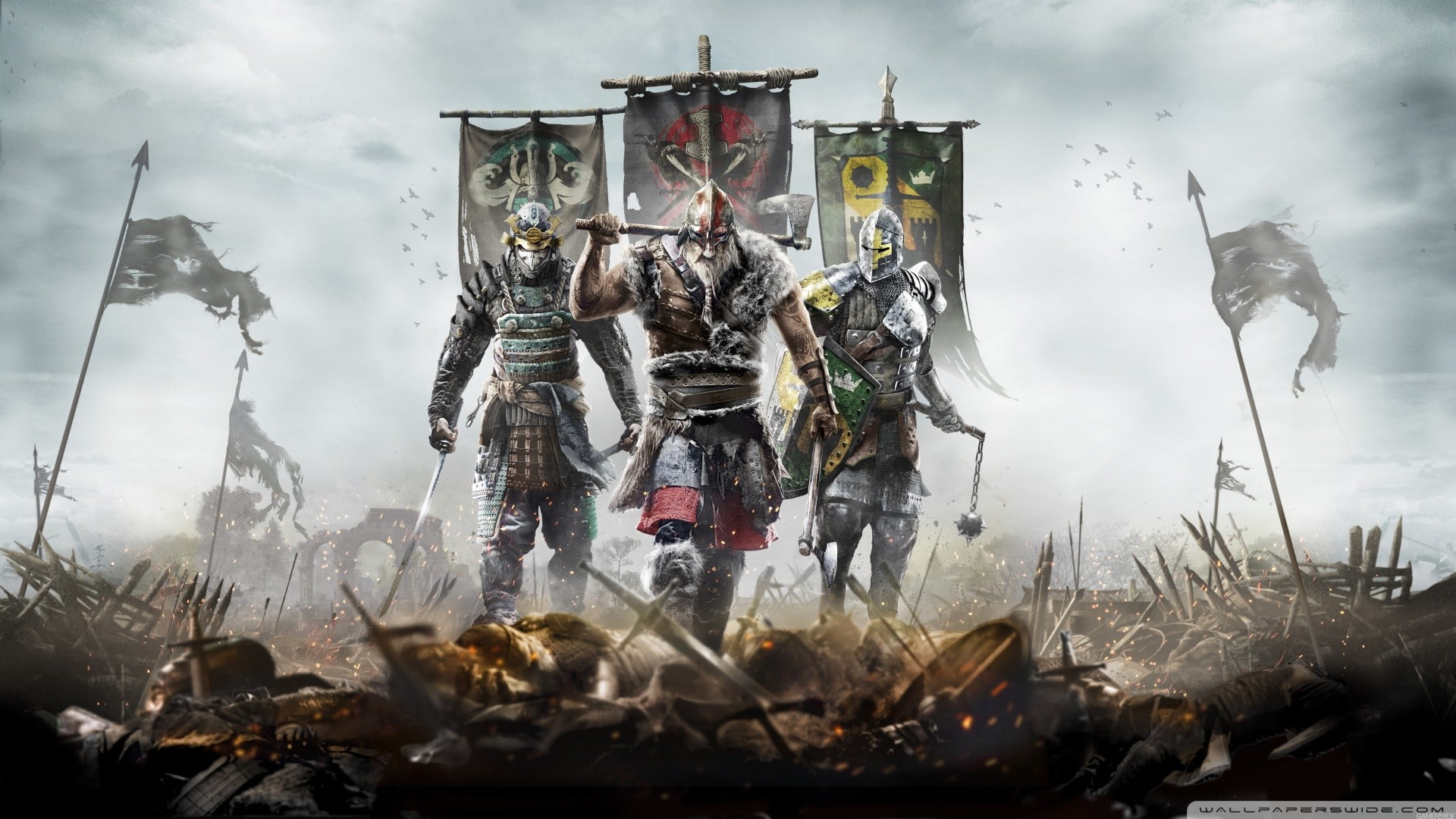 Vikings, For Honor, sword, 1080P, samurai, HD Wallpaper