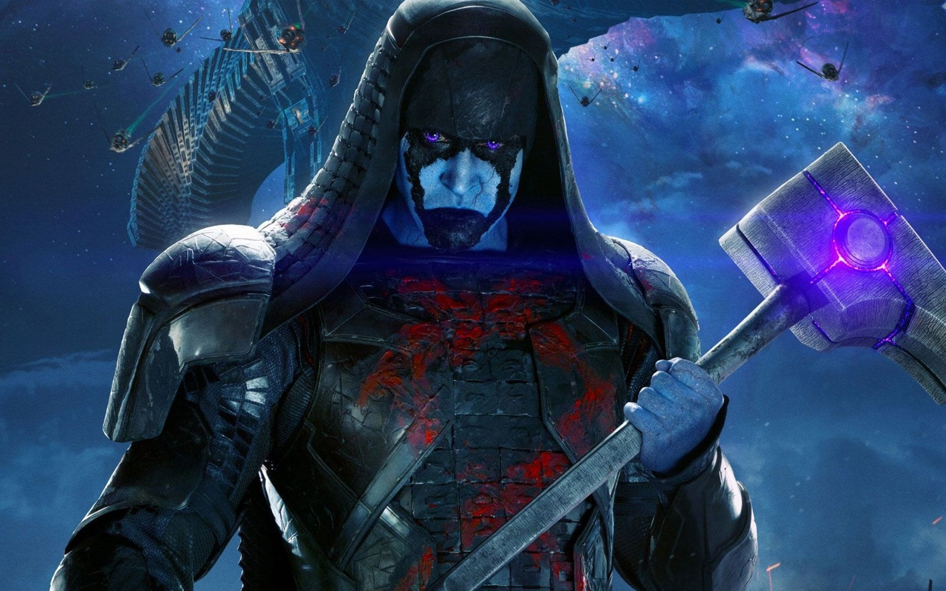 metal, Movie, work helmet, nature, indoors, portrait, blue, Ronan the Accuser, military, technology, Lee Pace, looking at camera, human representation, HD Wallpaper
