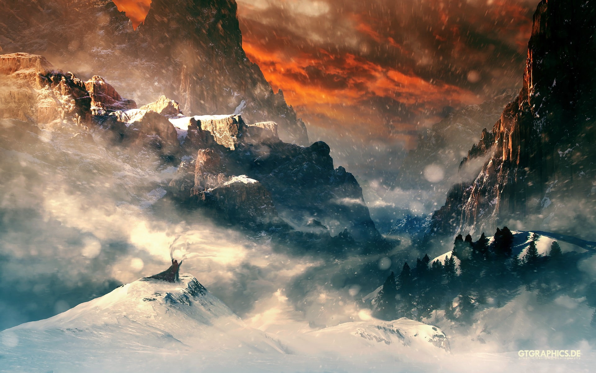1080P, The Hobbit, mountains, snow, HD Wallpaper