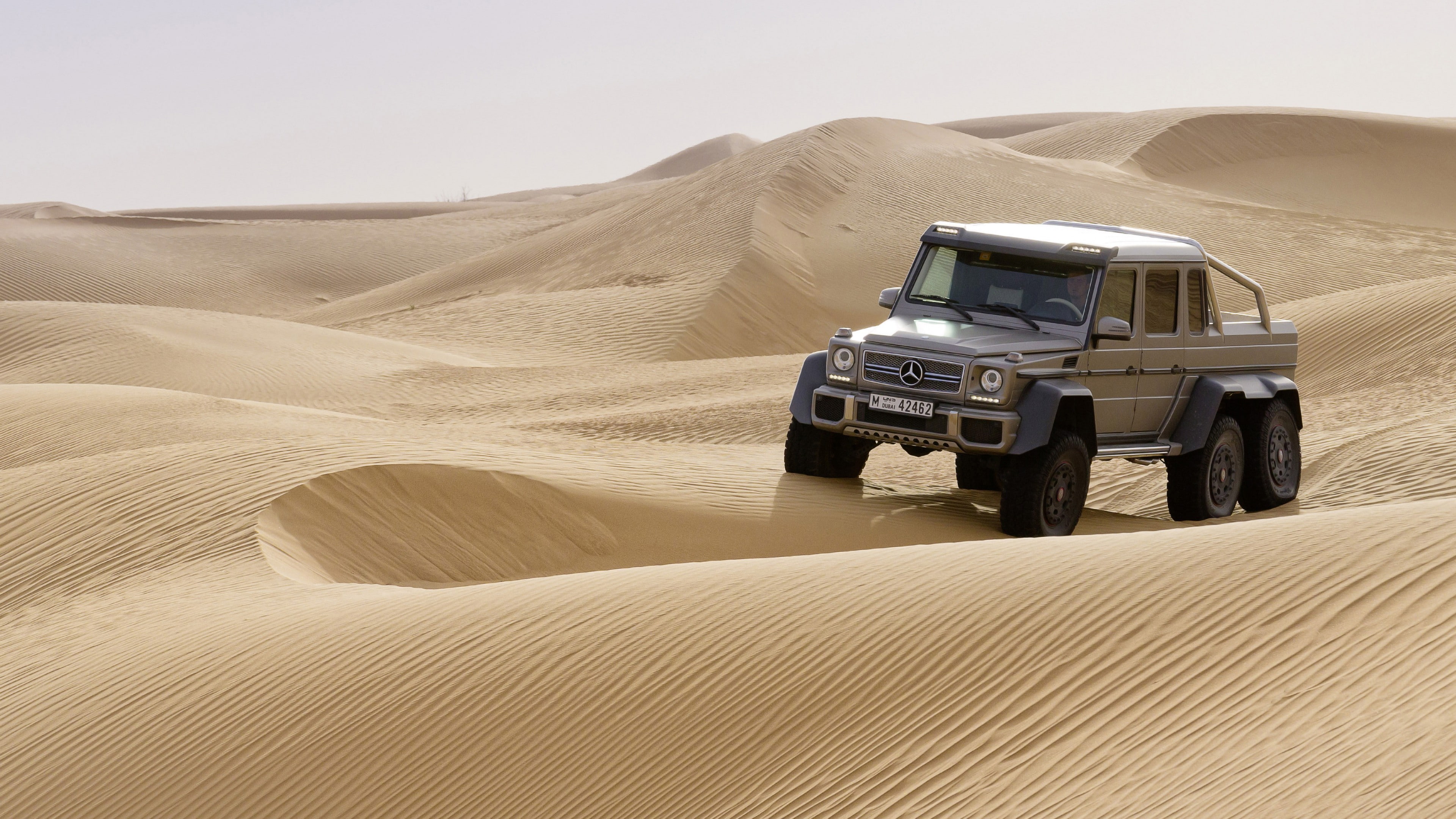 G-Class, desert, luxury cars, 4K, off-road, SUV, Brabus G 63 700, gray, Mercedes-Benz G 63 AMG 6x6, Mercedes, benz, dessert, test drive, HD Wallpaper