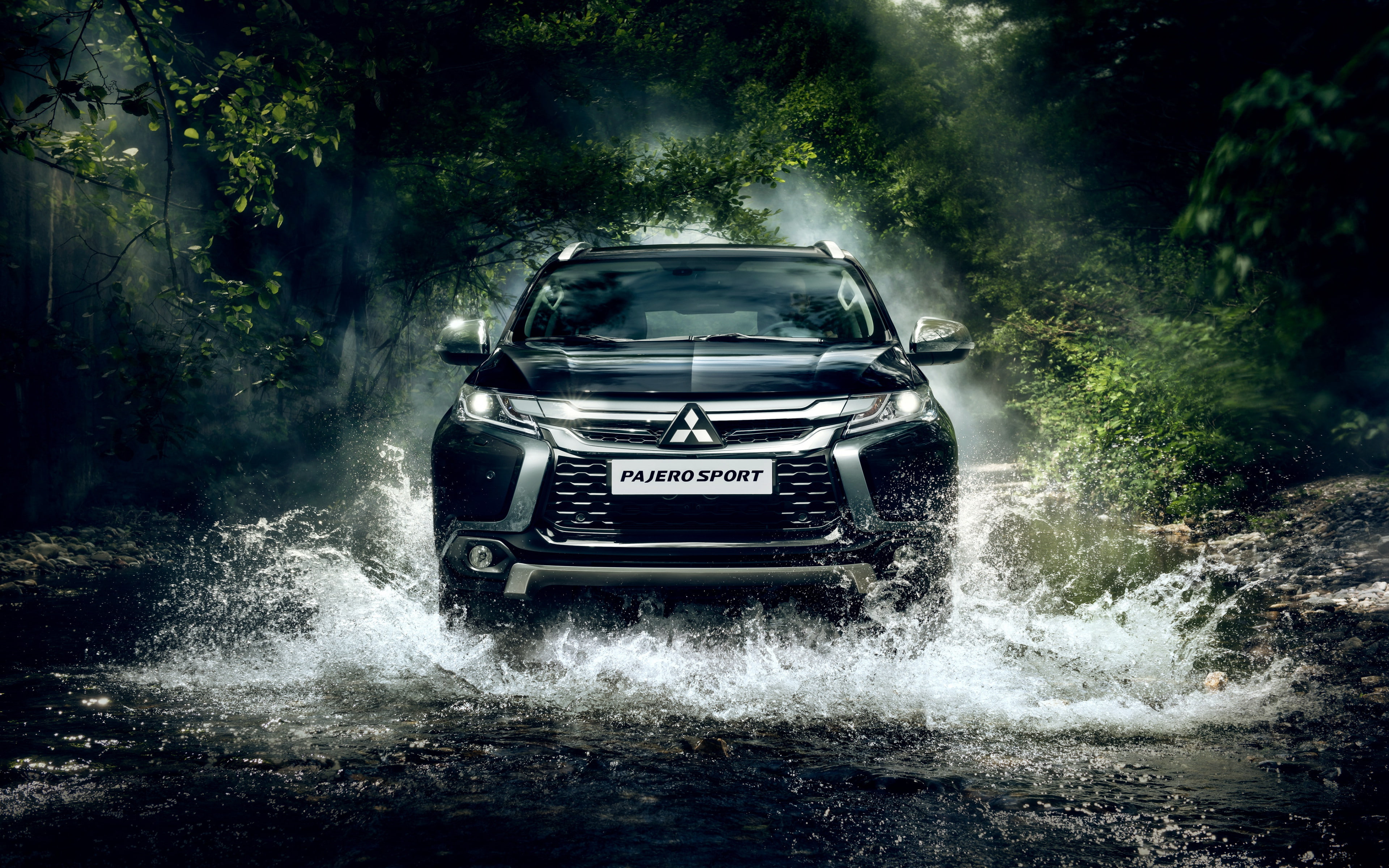 Download 3840x2400 mitsubishi, mitsubishi, front view, 4K, river, pajero backgrounds, HD Wallpaper