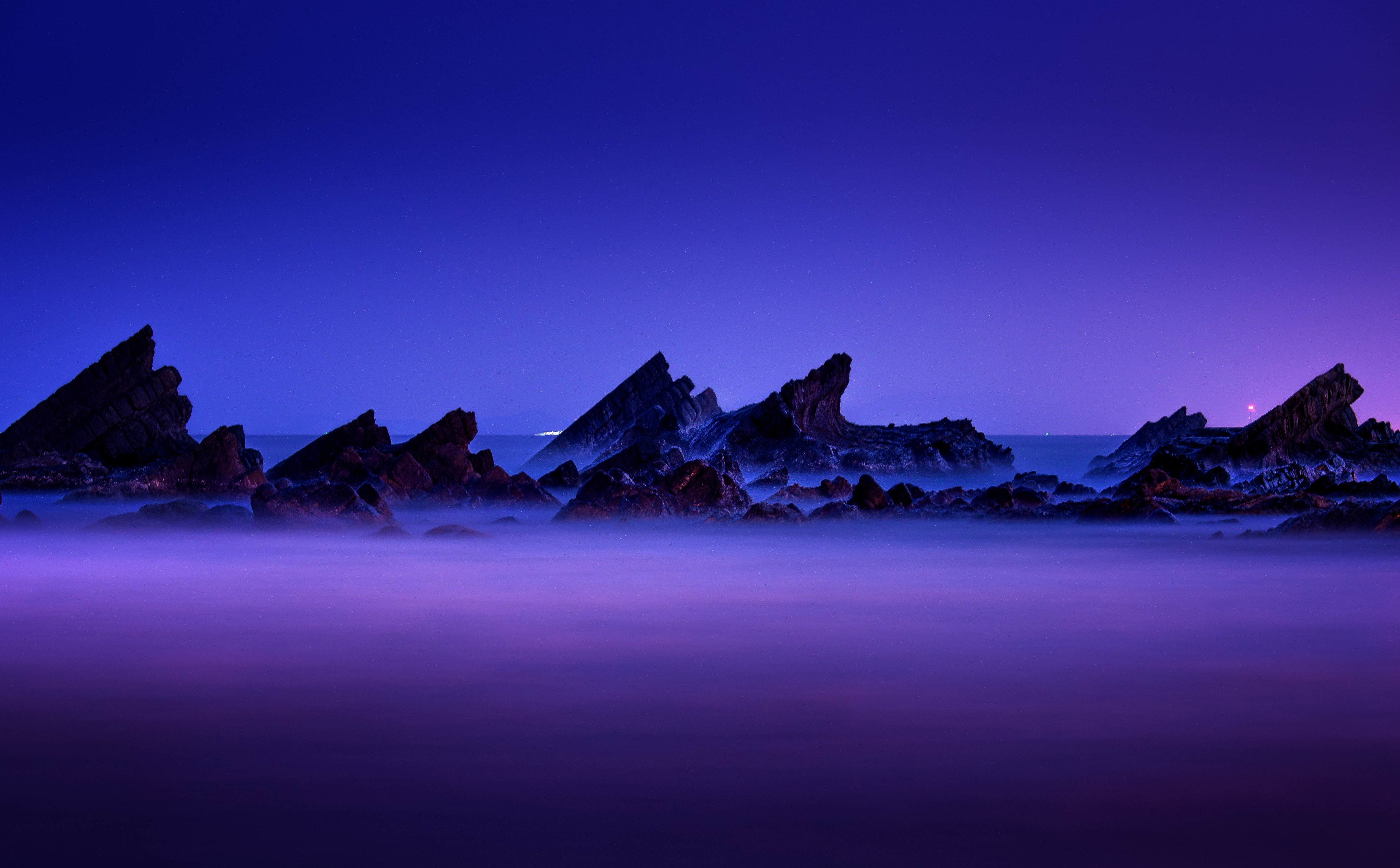Mist, Taiwan, rock, Evening, Layers, water, no people, formation, landscape, dusk, Rocks, tranquility, Coast, idyllic, Photography, blue, Nature, HD Wallpaper
