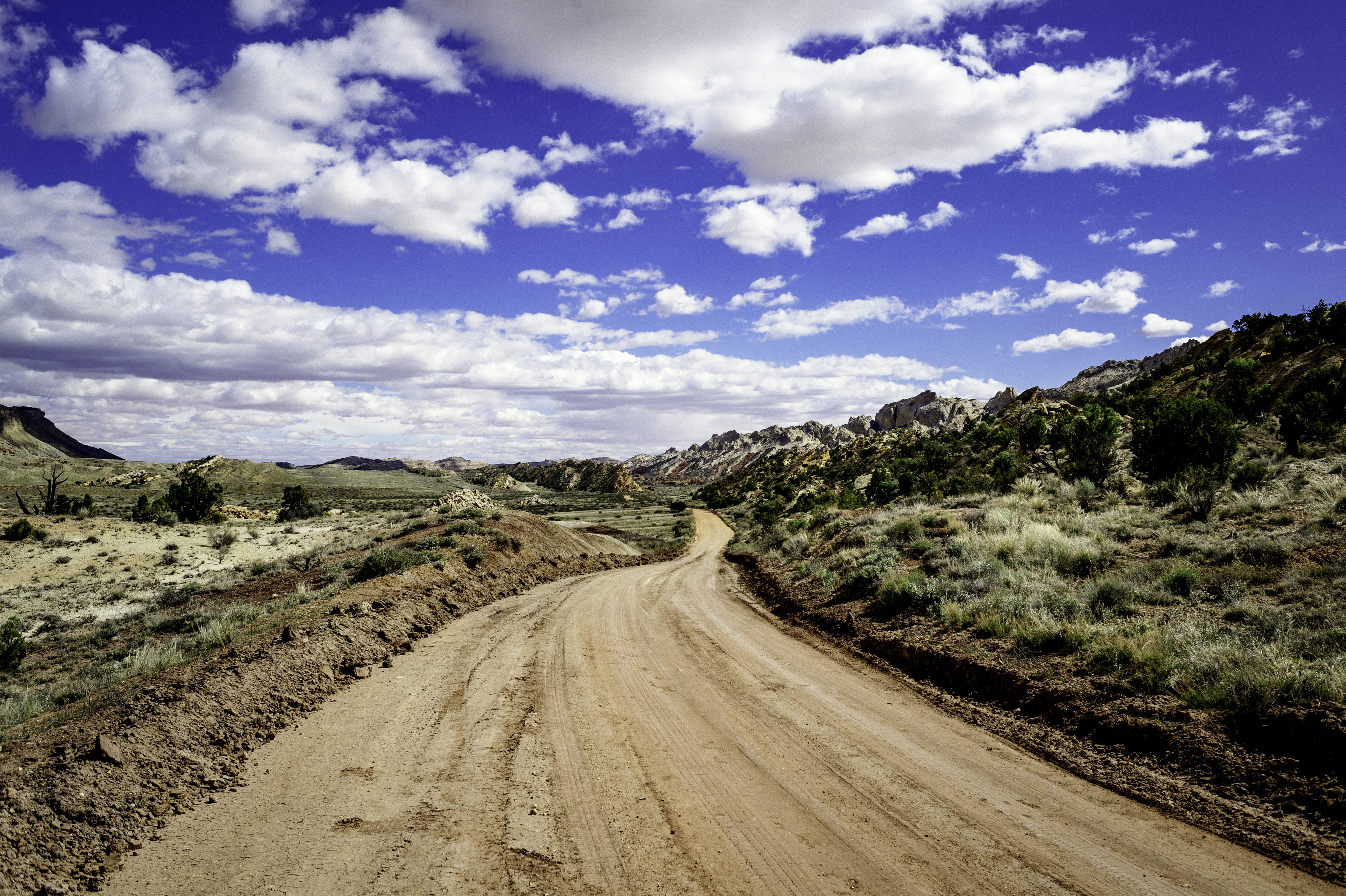 the way forward, land, waterpocket fold, transportation, nature, outdoors, hiking, tranquility, dirt, direction, capitol reef, cloud - sky, beauty in nature, HD Wallpaper