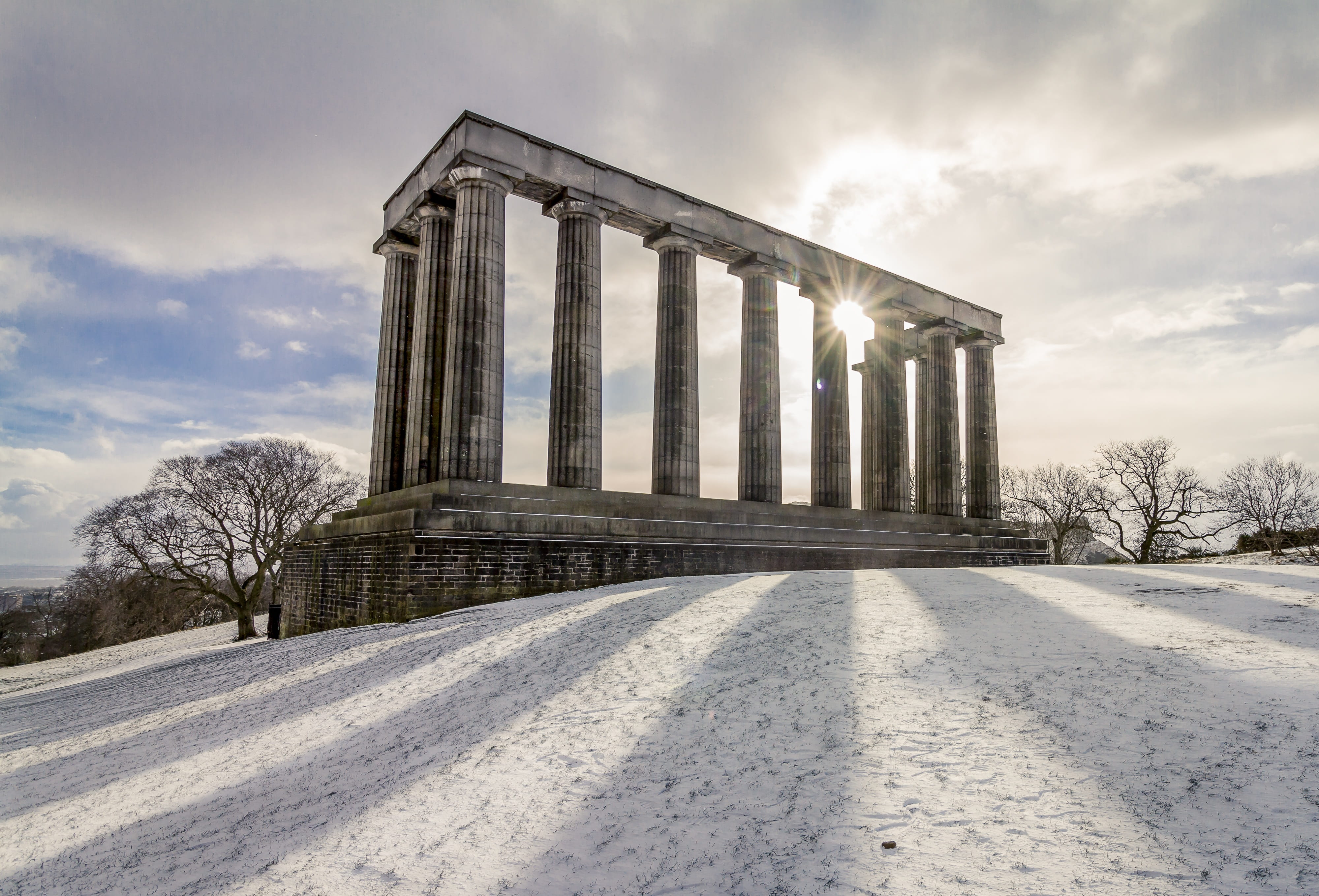 history, built structure, wintry, edinburgh, outdoors, snowfall, cold temperature, tree, 4K, cold, travel destinations, ze, plant, day, building exterior, HD Wallpaper