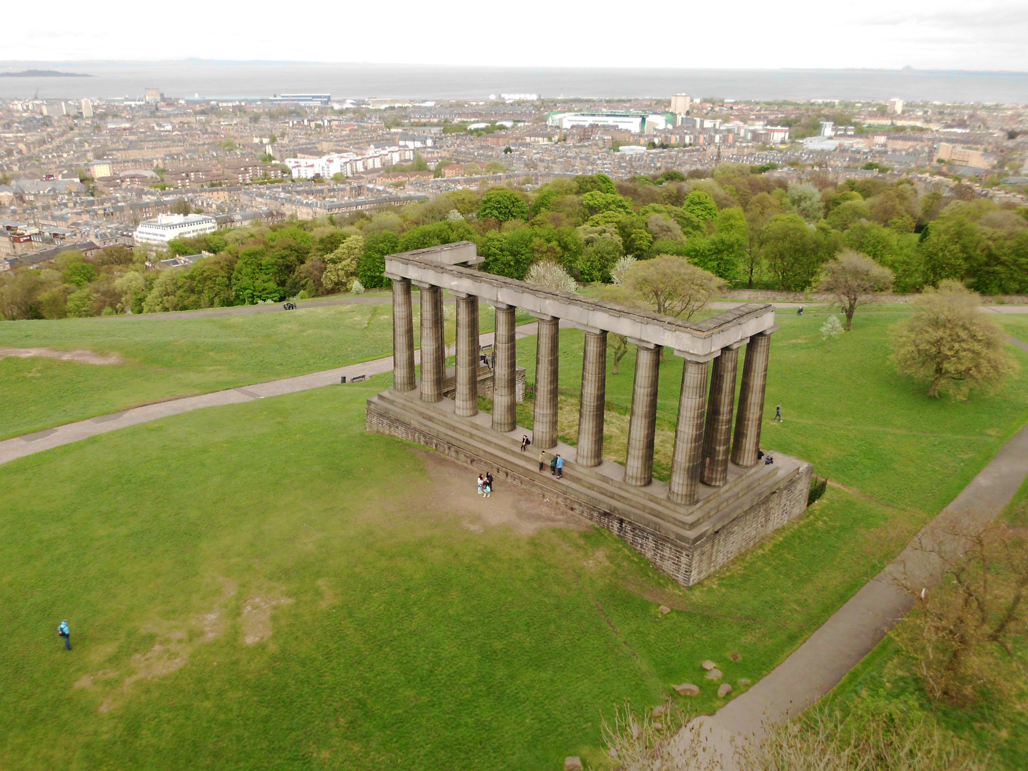 Calton Hill, hill, sky, historic buildings, cityscape, nature, Buildings, no people, plant, land, building exterior, residential district, city, grass, HD Wallpaper