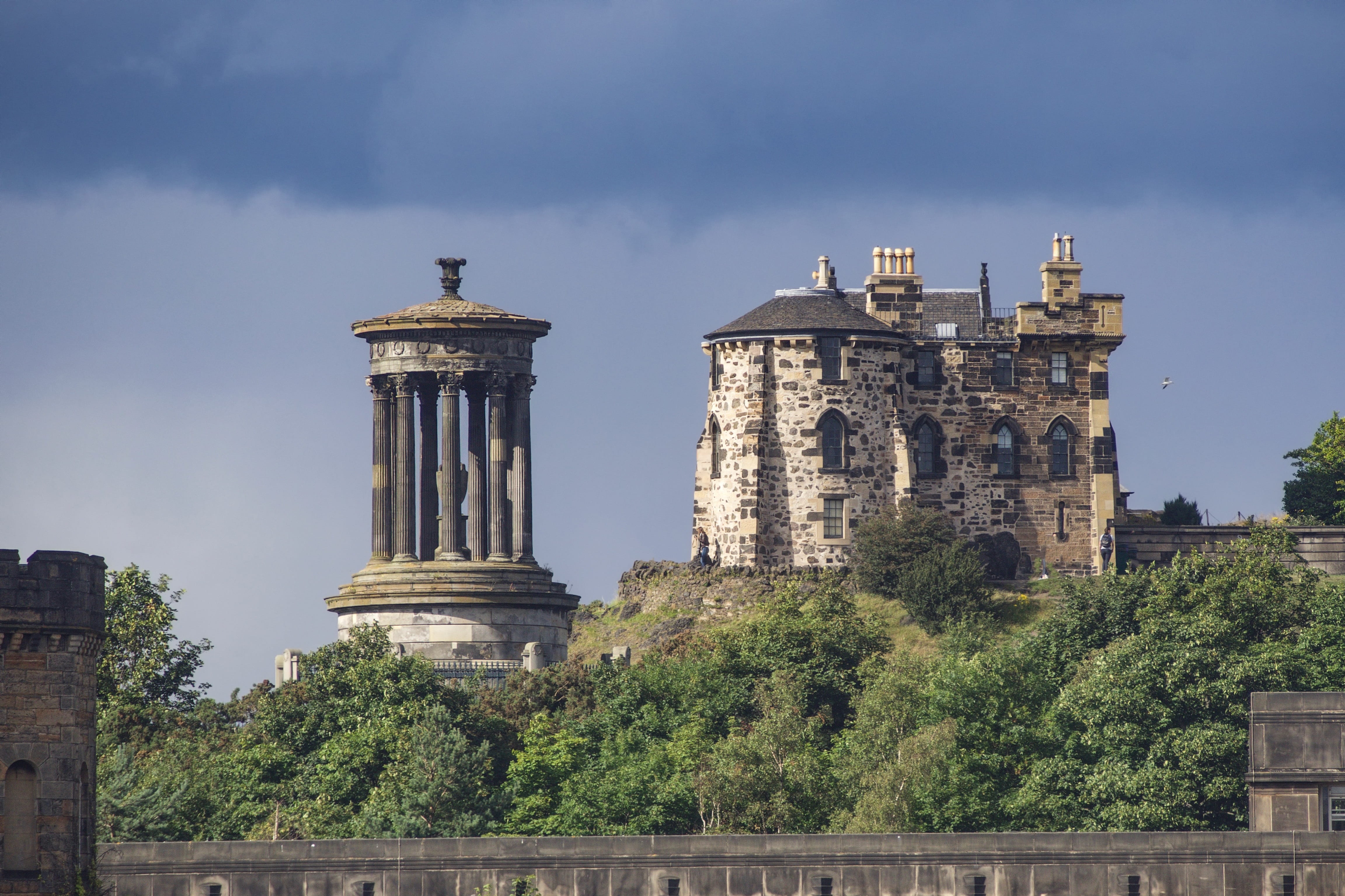 travel destinations, Calton Hill, monument, architecture, no people, national monument scotland, old, places of interest, ancient, nature, green color, HD Wallpaper
