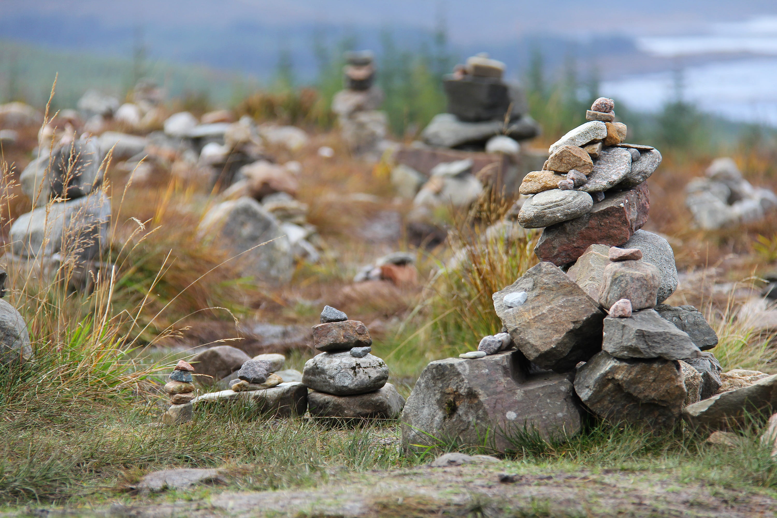 unique, stone - object, rock, stack, isle of skye, no people, beautiful, selective focus, zen-like, scotland, balance, plant, tranquility, solid, land, HD Wallpaper
