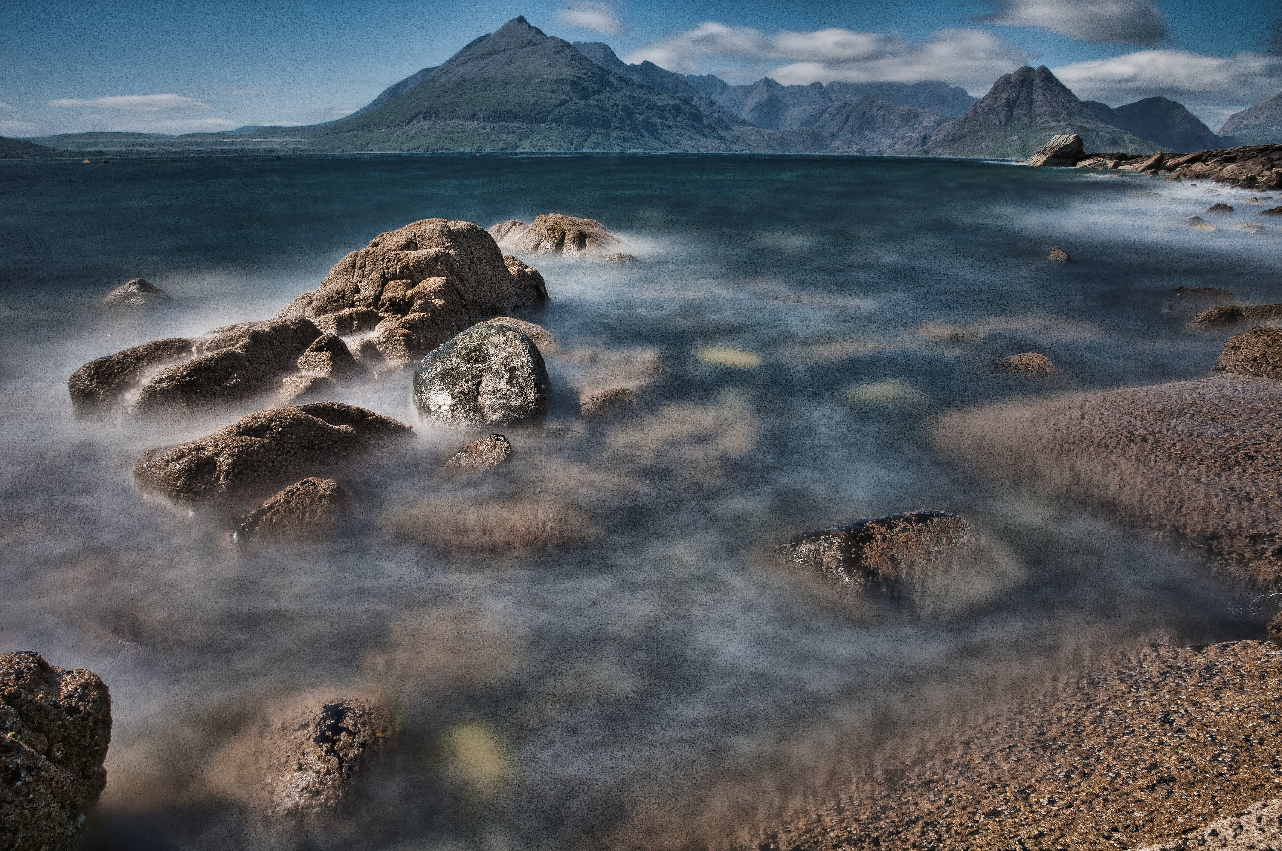 4K, Loch Coruisk, mountain, daytime, Elgol, outdoors, water, body, scenics, landscape, Strathaird, photography, nature, Skye  Cuillin, rock - Object, body of water, HD Wallpaper