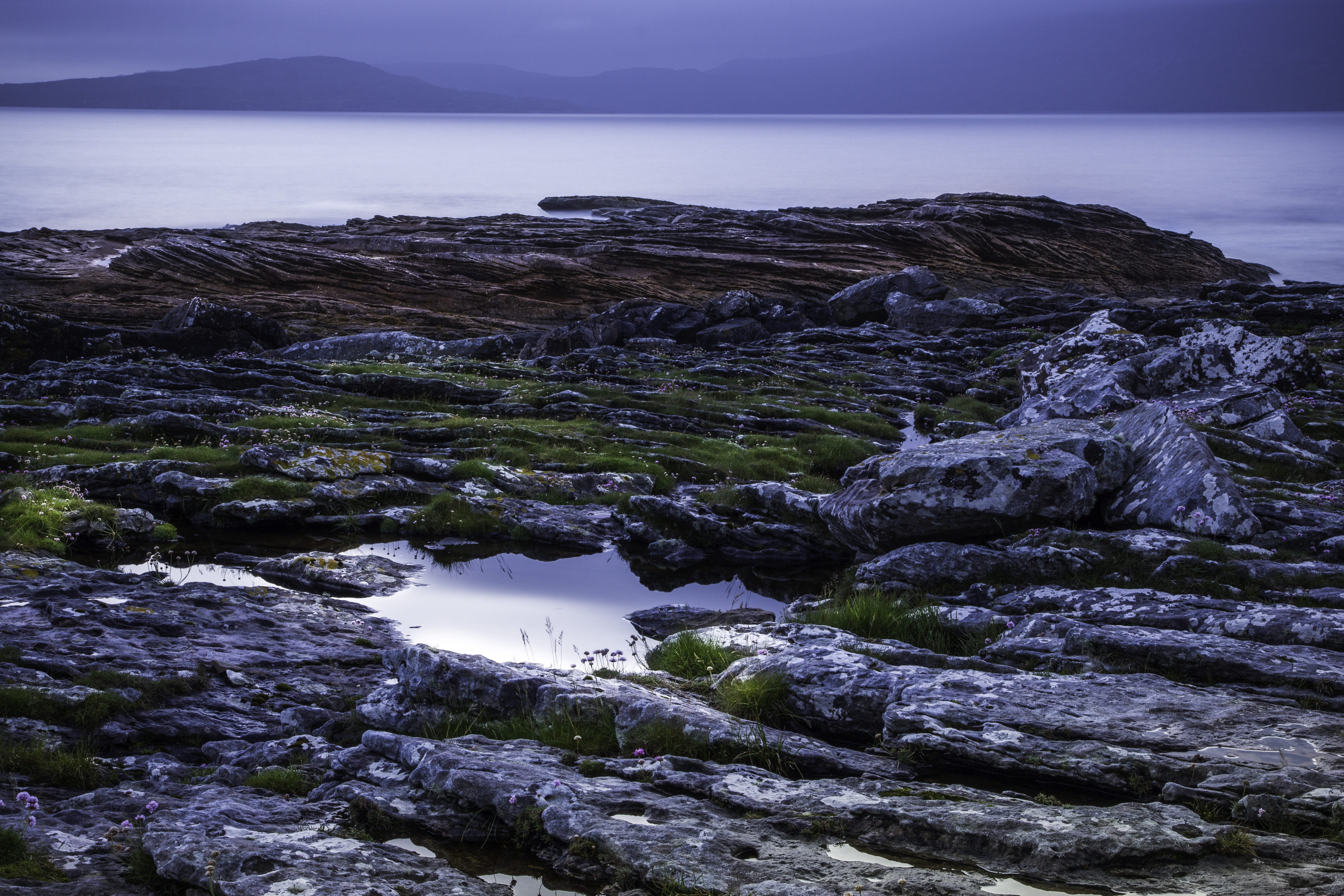 scenics - nature, tranquility, Night, non-urban scene, solid, idyllic, rock - object, stones, seaweed, no people, beach, tranquil scene, beauty in nature, HD Wallpaper