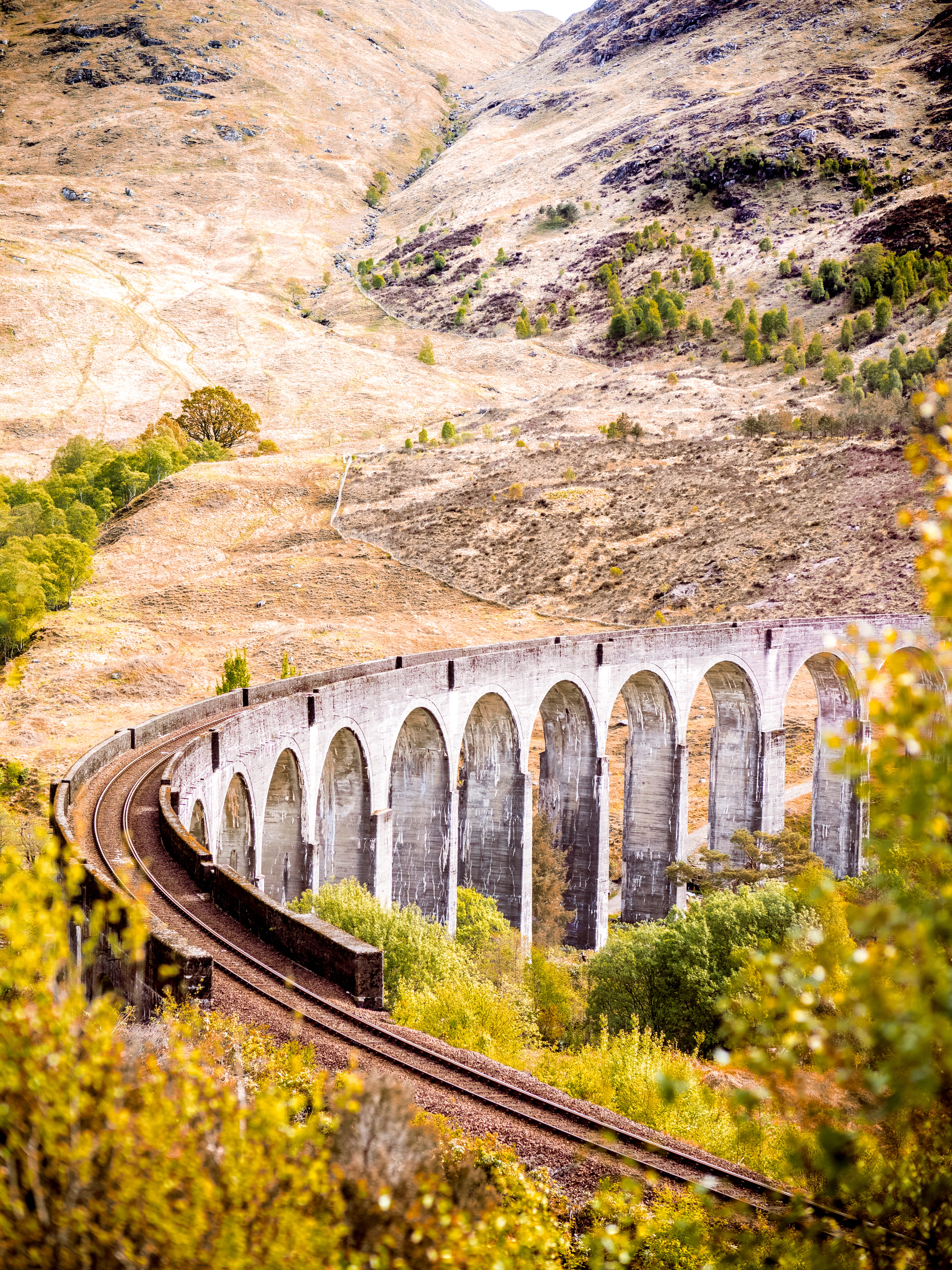 plant, travel, scenery, bridge - man made structure, 5K, harry, travel destinations, no people, harry potter, rail, viaduct, scotland, railway, ancient, Phone HD Wallpaper