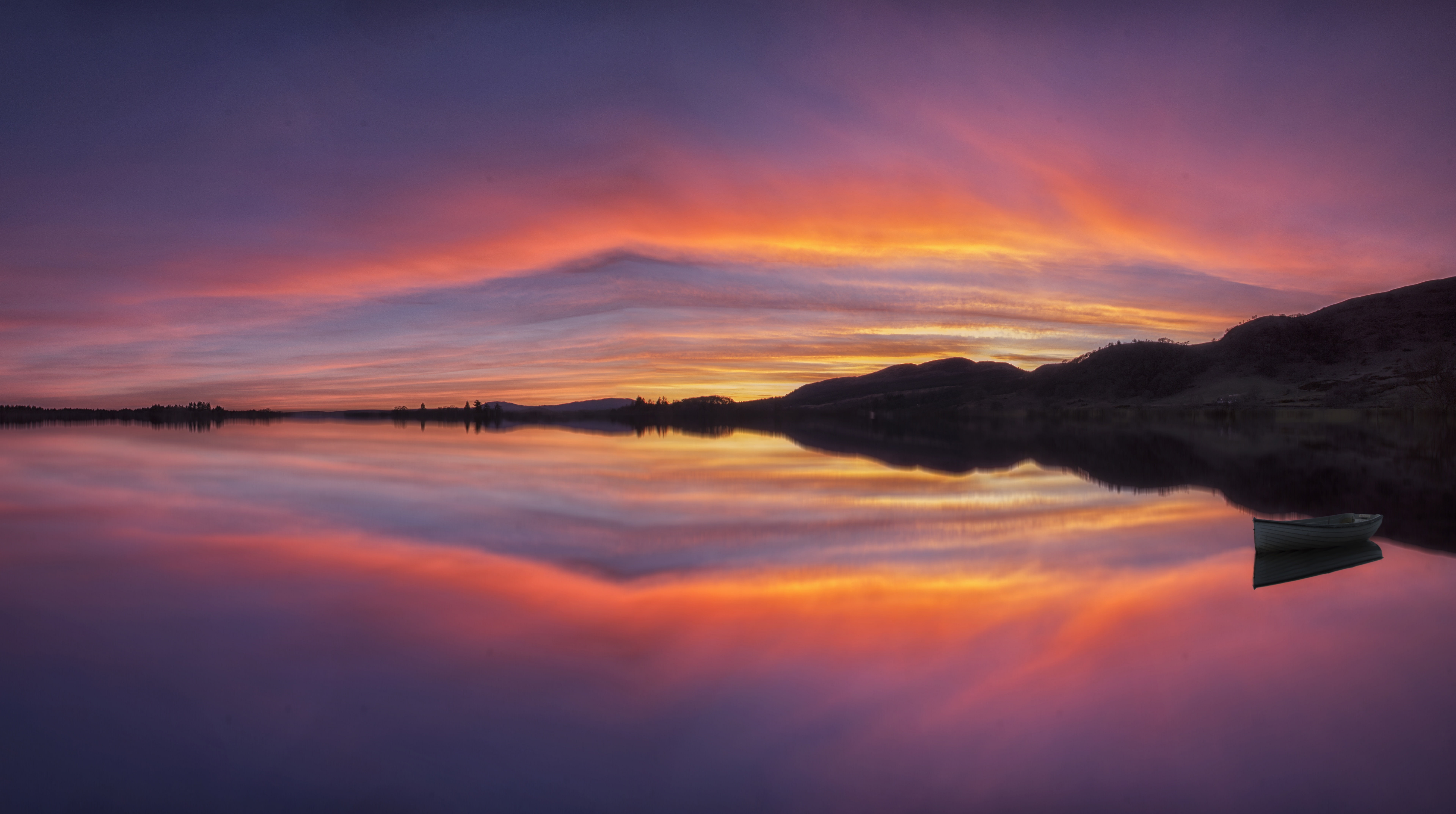 beauty in nature, lakeofmenteith, Sunset, extraordinary, water, Outdoors, Scotland, no people, Impressive, trossachs, Clouds, Scenery, Waterscape, tranquility, HD Wallpaper