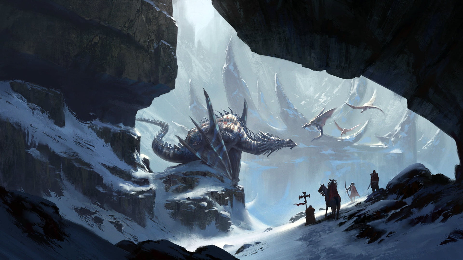 Dragons Nest, Klaus Pillon, 1080P, the dragons lair, knights, HD Wallpaper
