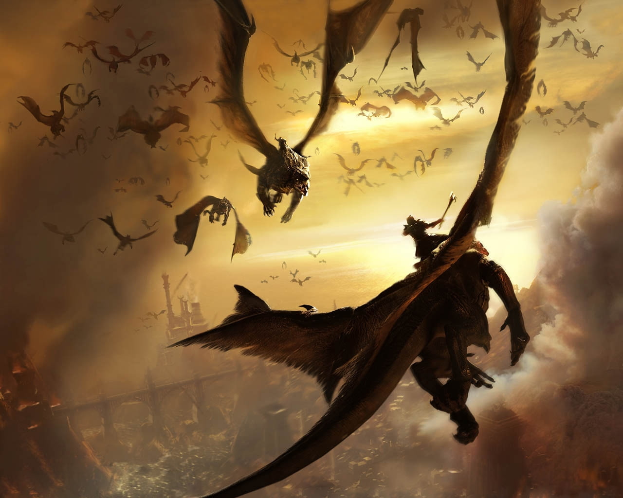 x, sky, nature, art, war, 720P, dragons, skyscapes, hd, lair, HD Wallpaper
