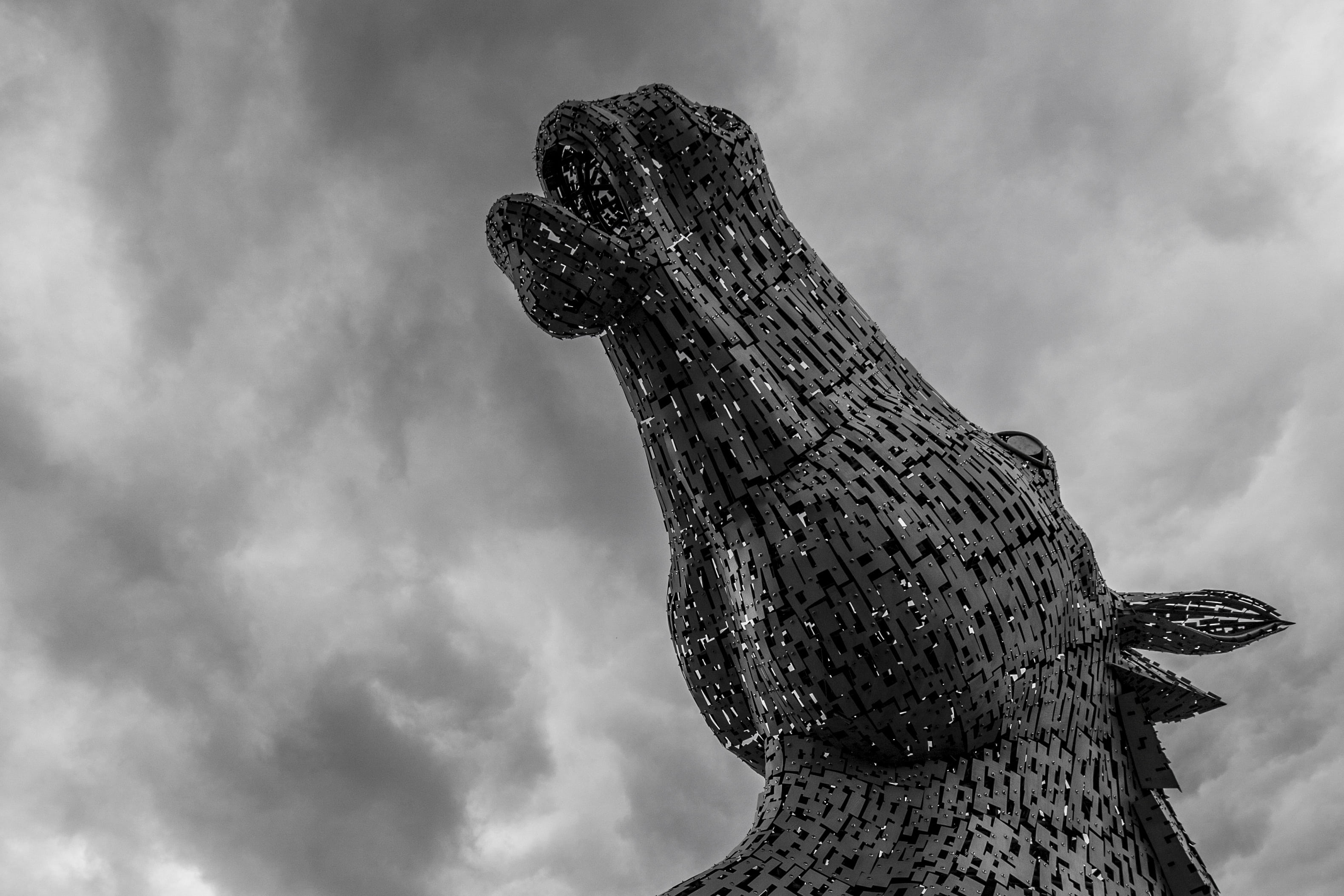 lizard, day, animal body part, scotland, nature, no people, animal head, outdoors, sky, low angle view, vertebrate, the past, horse head, sculpture, cloud - sky, HD Wallpaper