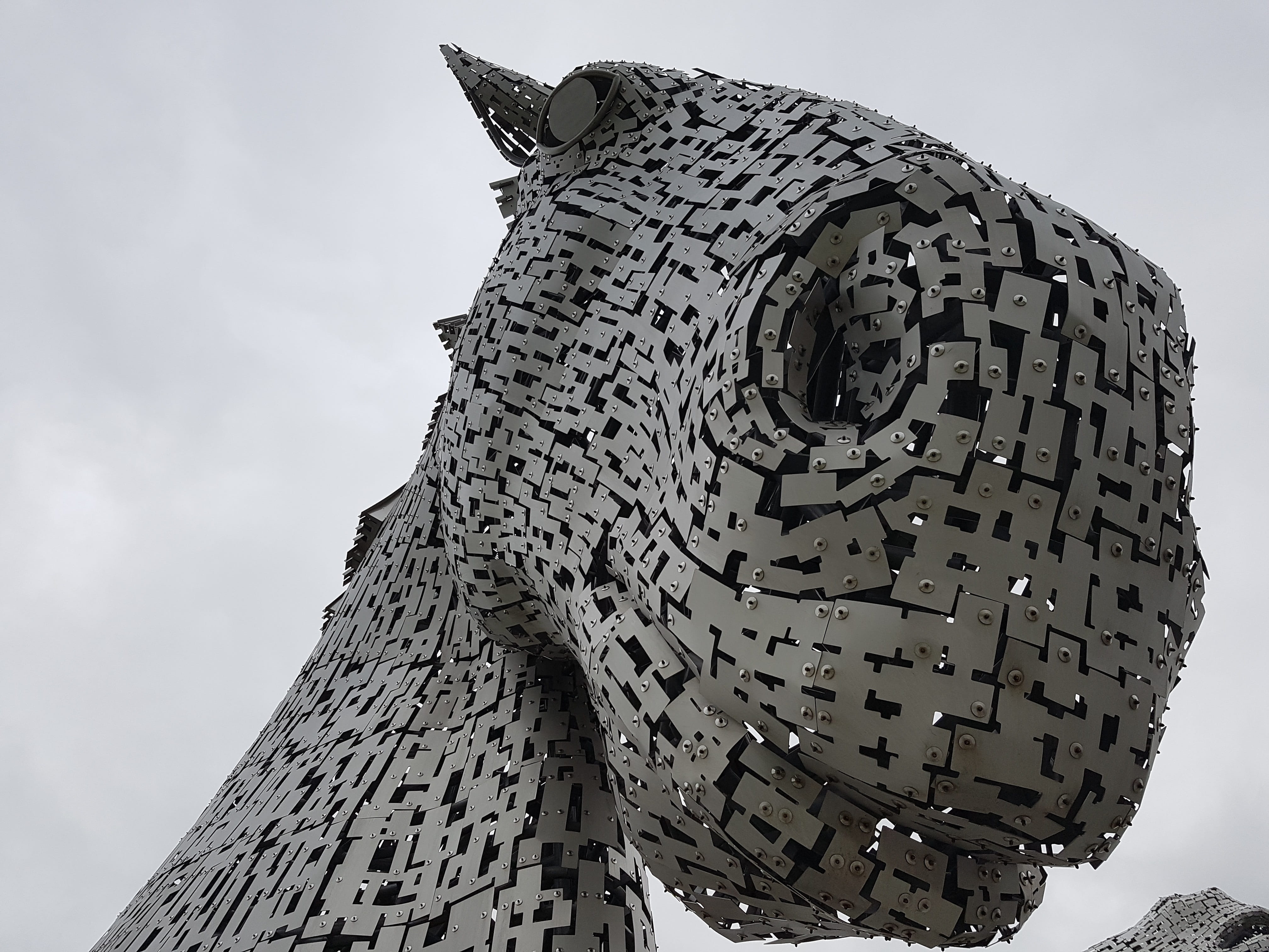 history, pattern, kelpies, sky, outdoors, nature, no people, creativity, tourism, building exterior, 4K, close-up, low angle view, architecture, representation, HD Wallpaper