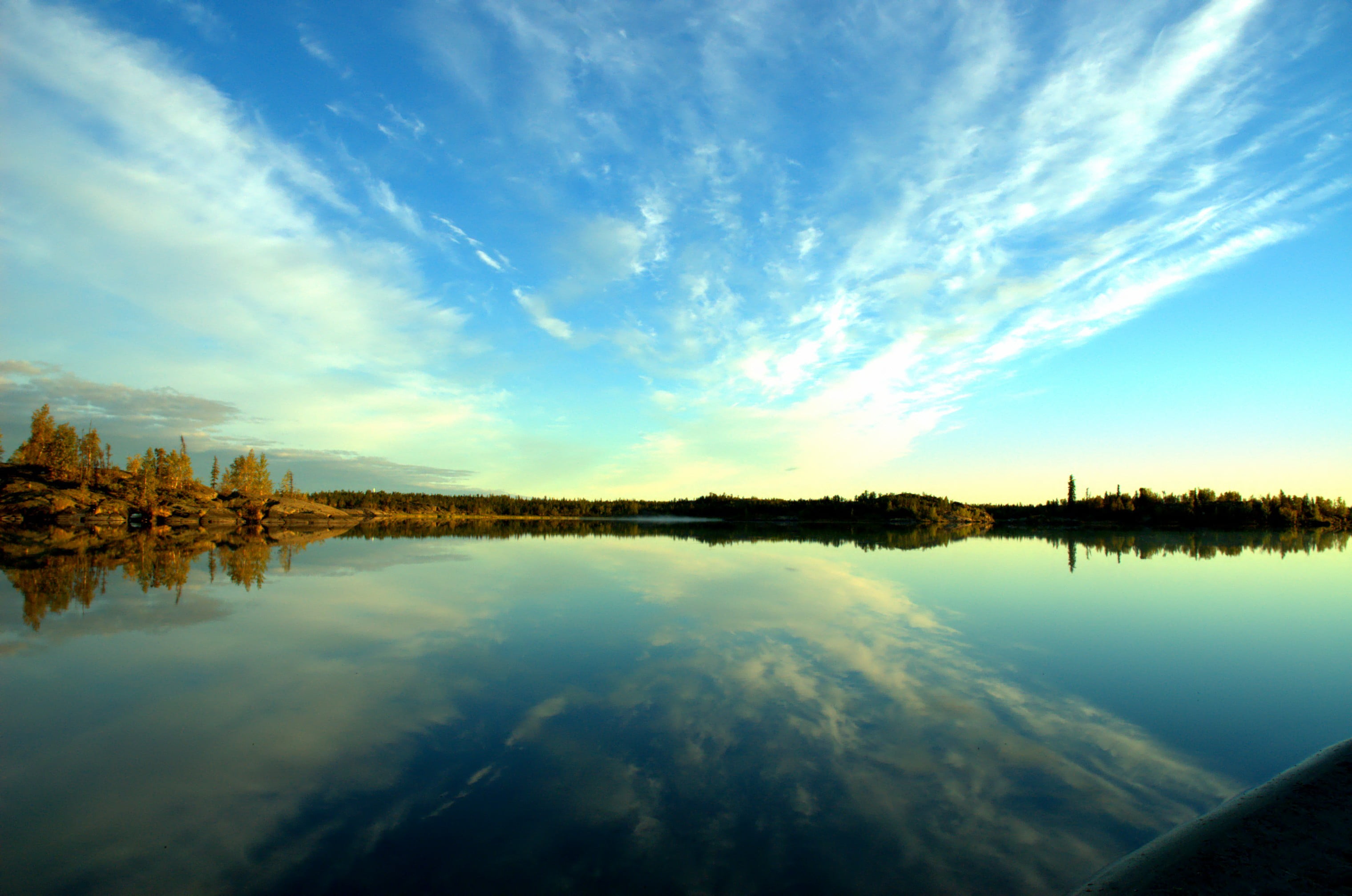 beauty in nature, outdoors, standing water, tranquil scene, body, blue, clouds, reflection lake, cloud - sky, waterfront, scenics - nature, idyllic, tree, HD Wallpaper