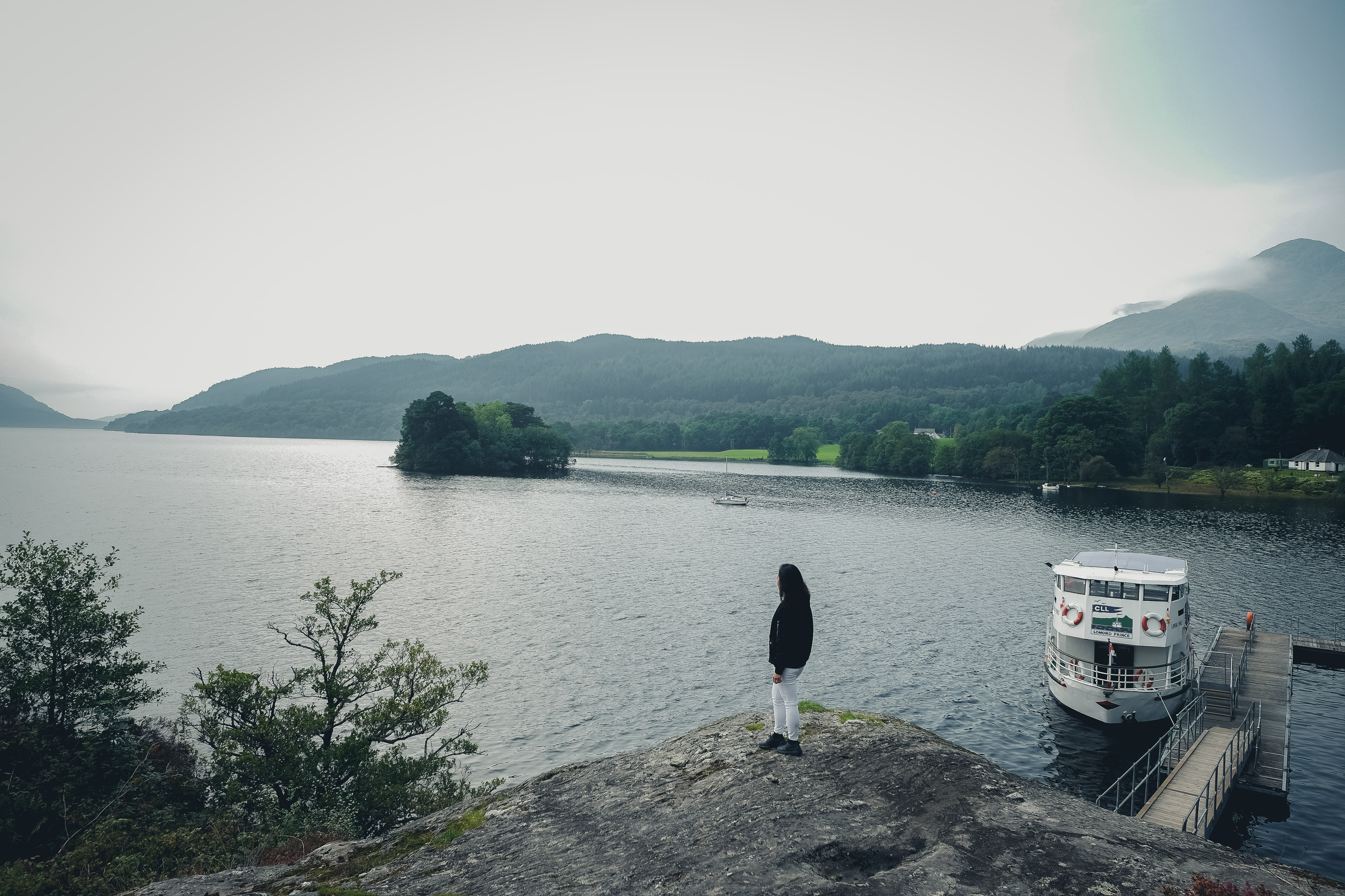 no people, beauty in nature, mountain range, plant, tree, nature, 4K, tranquil scene, mode of transportation, unitedkingdom, nautical vessel, mountain, HD Wallpaper