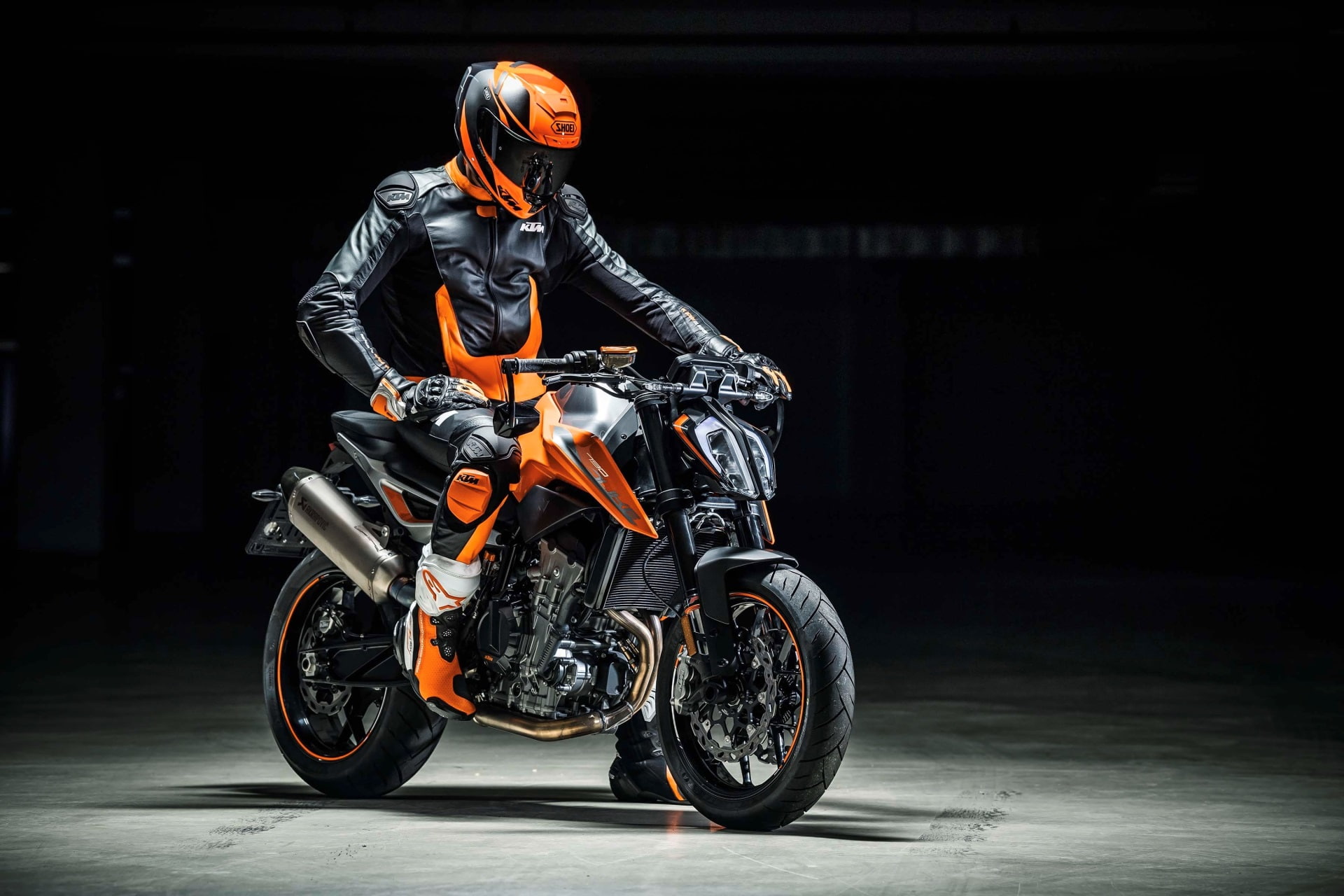 ride, leather, young adult, full length, sports helmet, sports race, leather jacket, motorcycle, motorized vehicle riding, riding, ktm duke 790 download backgrounds for pc, HD Wallpaper