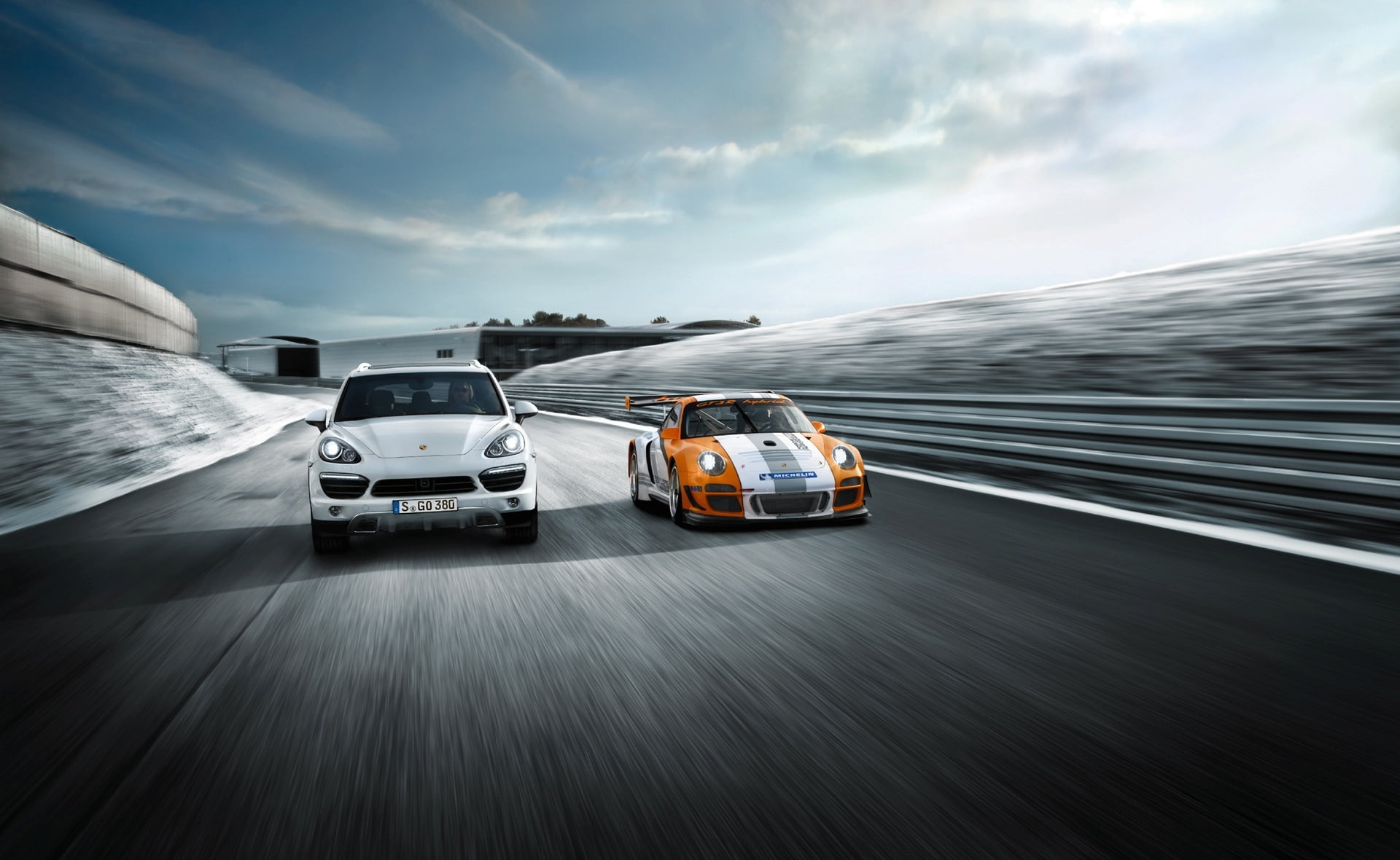 white, outdoors, blurred motion, orange, land vehicle, day, mix, travel, sky, nature, machine, sports car, motor vehicle, no people, car, mode of transportation, HD Wallpaper