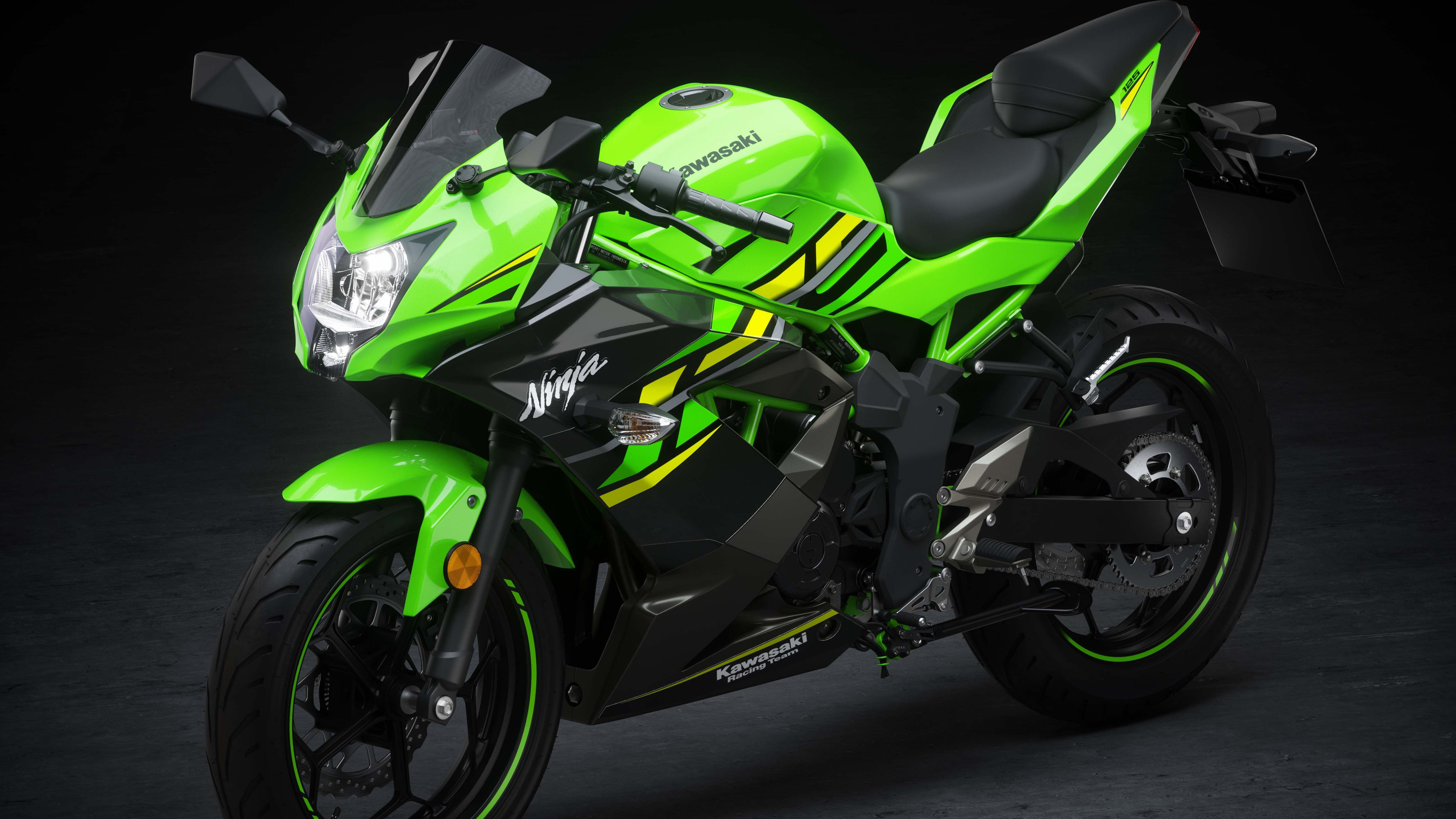 speed, helmet, motorcycle, 5K, sport, motorsport, motion, 125, mode of transportation, sports helmet, k, green color, headwear, competition, Kawasaki, HD Wallpaper