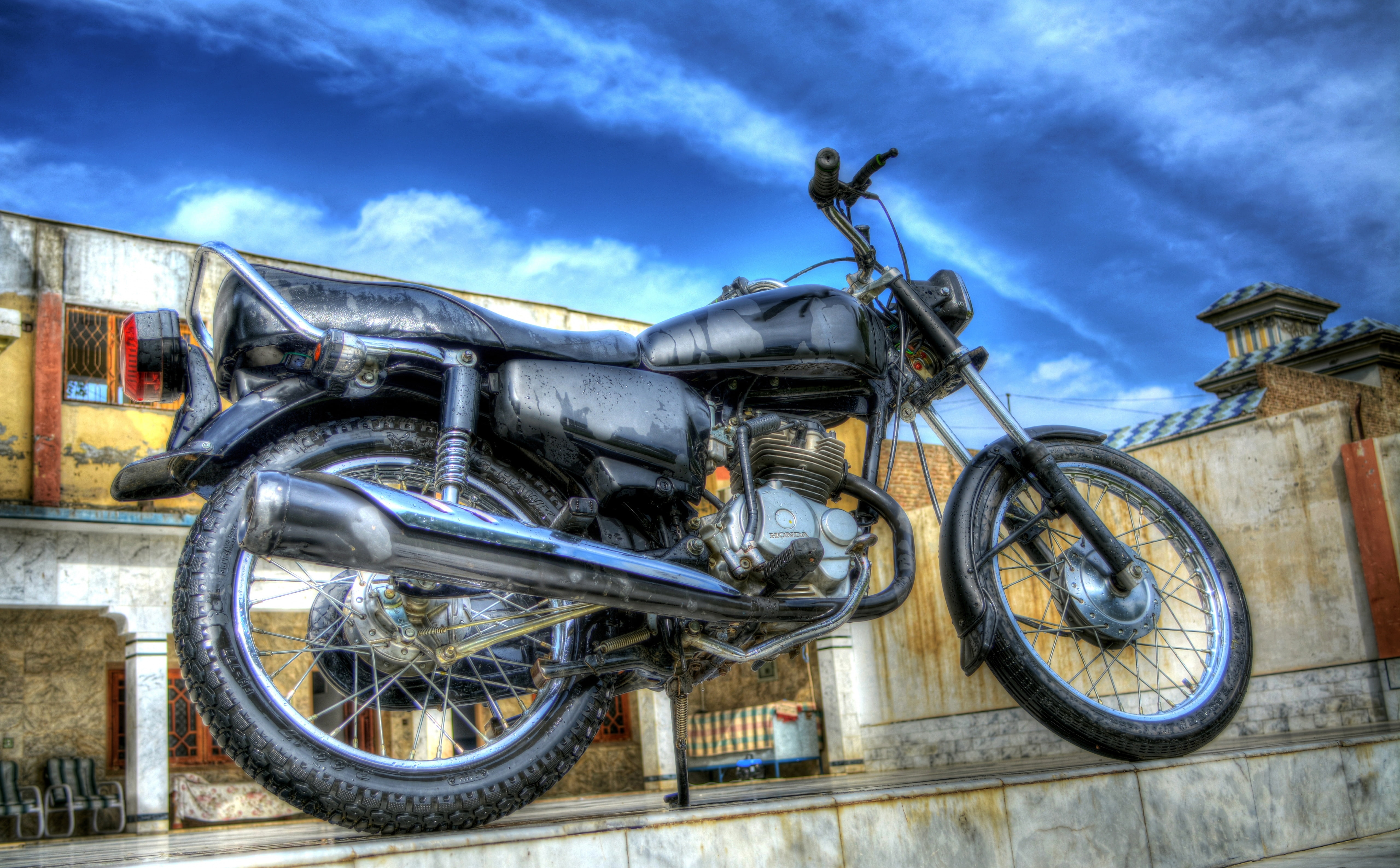 occupation, Motorcycles, stationary, wheel, the past, black, Honda, cc, alloy, motorcycle, nature, history, transportation, sky, no people, city, day, cloud - sky, HD Wallpaper