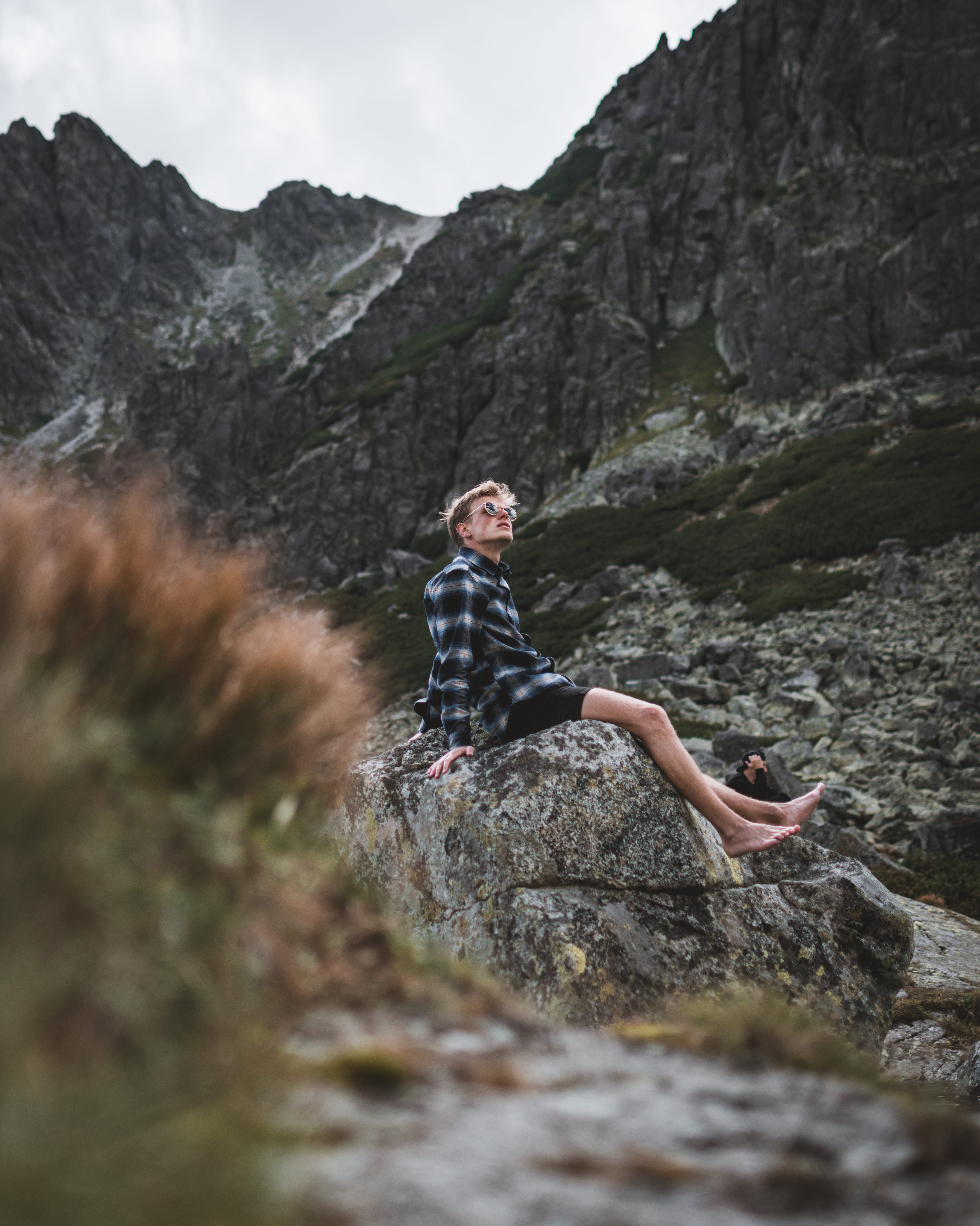 adventure, one Person, sunglasses, looking, man, outdoors, looking up, exercising, granite, guy, sport, travel, barefoot, solitude, recreational Pursuit, Phone HD Wallpaper